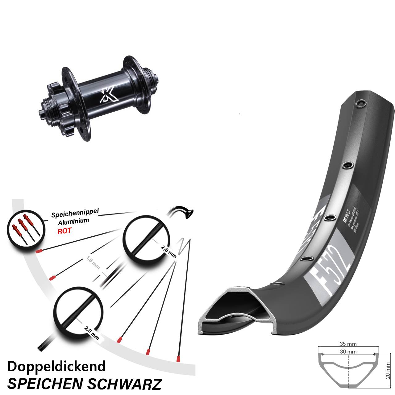 29 Zoll DT Swiss F 572 KX-M Disc Laufrad QR