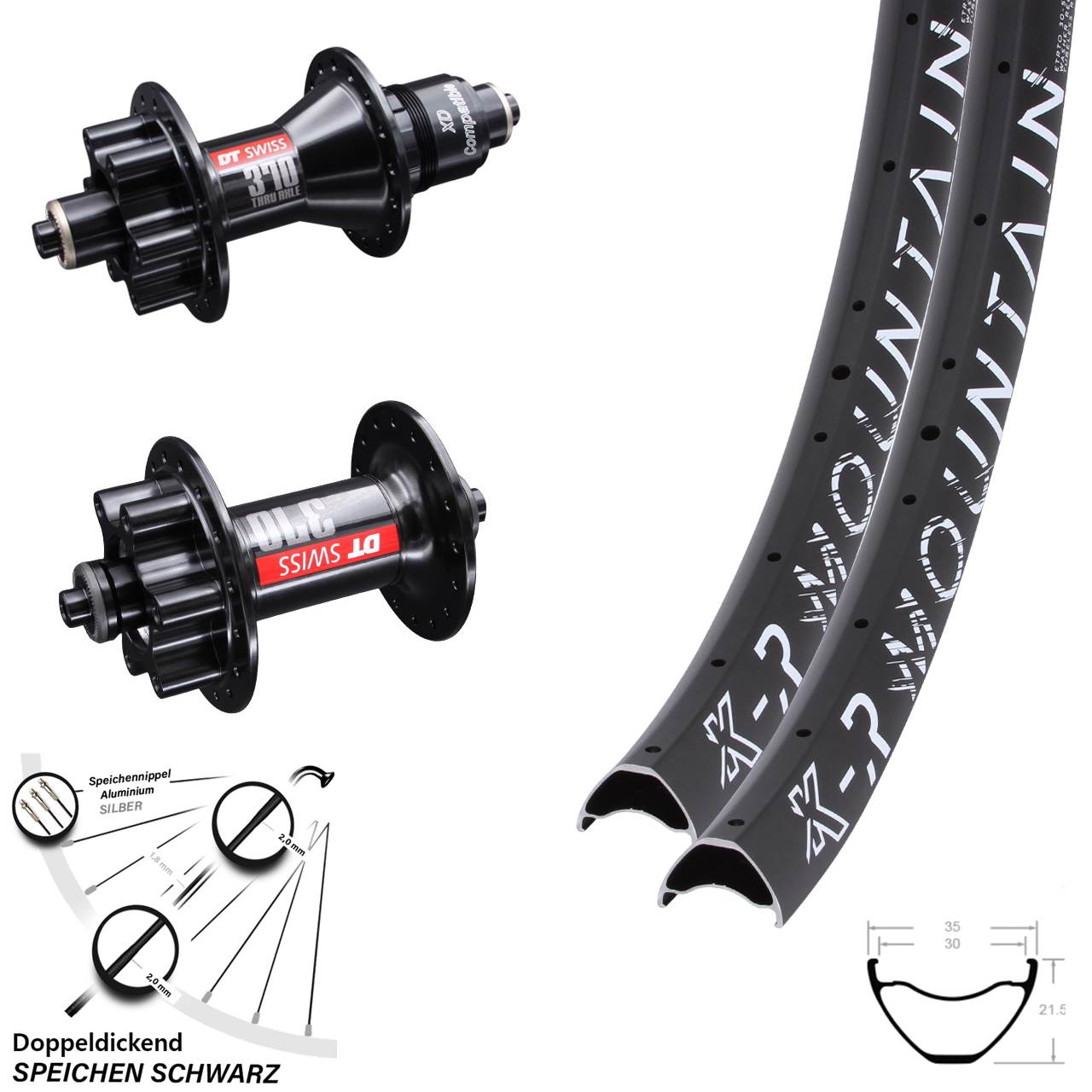 6-Loch Laufradsatz 29 Zoll KX-R Mountain DT Swiss 370 XD QR