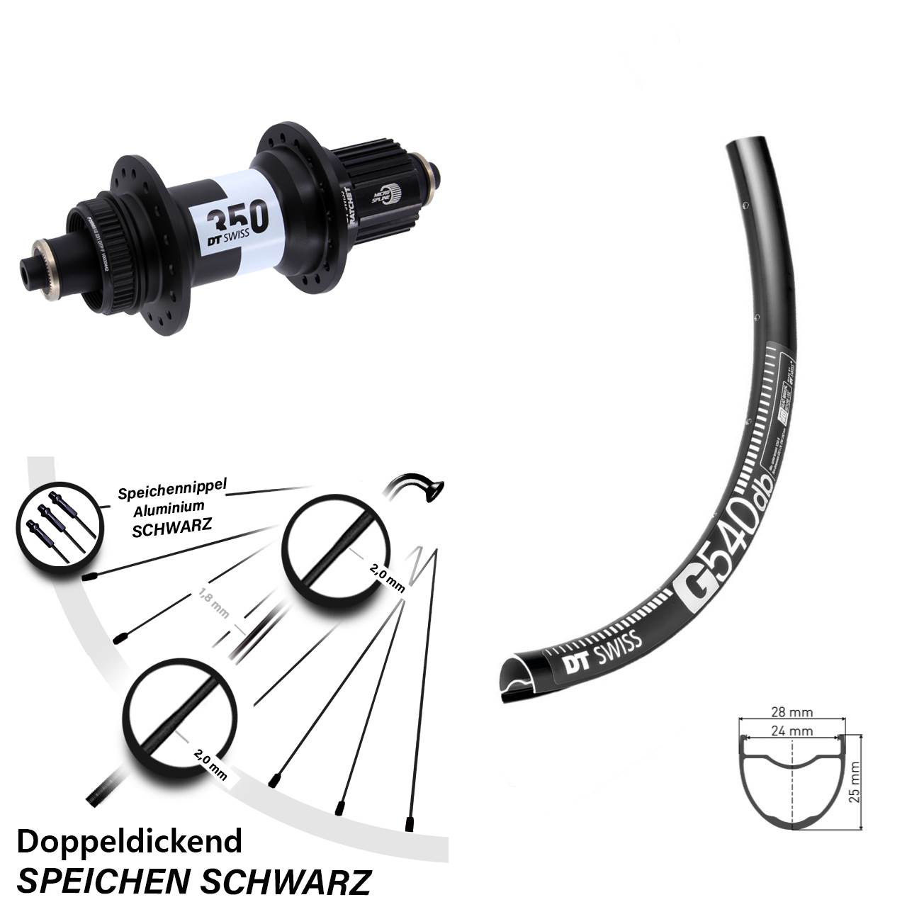 Disc Hinterrad für Schnellspanner 29 Zoll DT Swiss G 540-350 Micro Spline