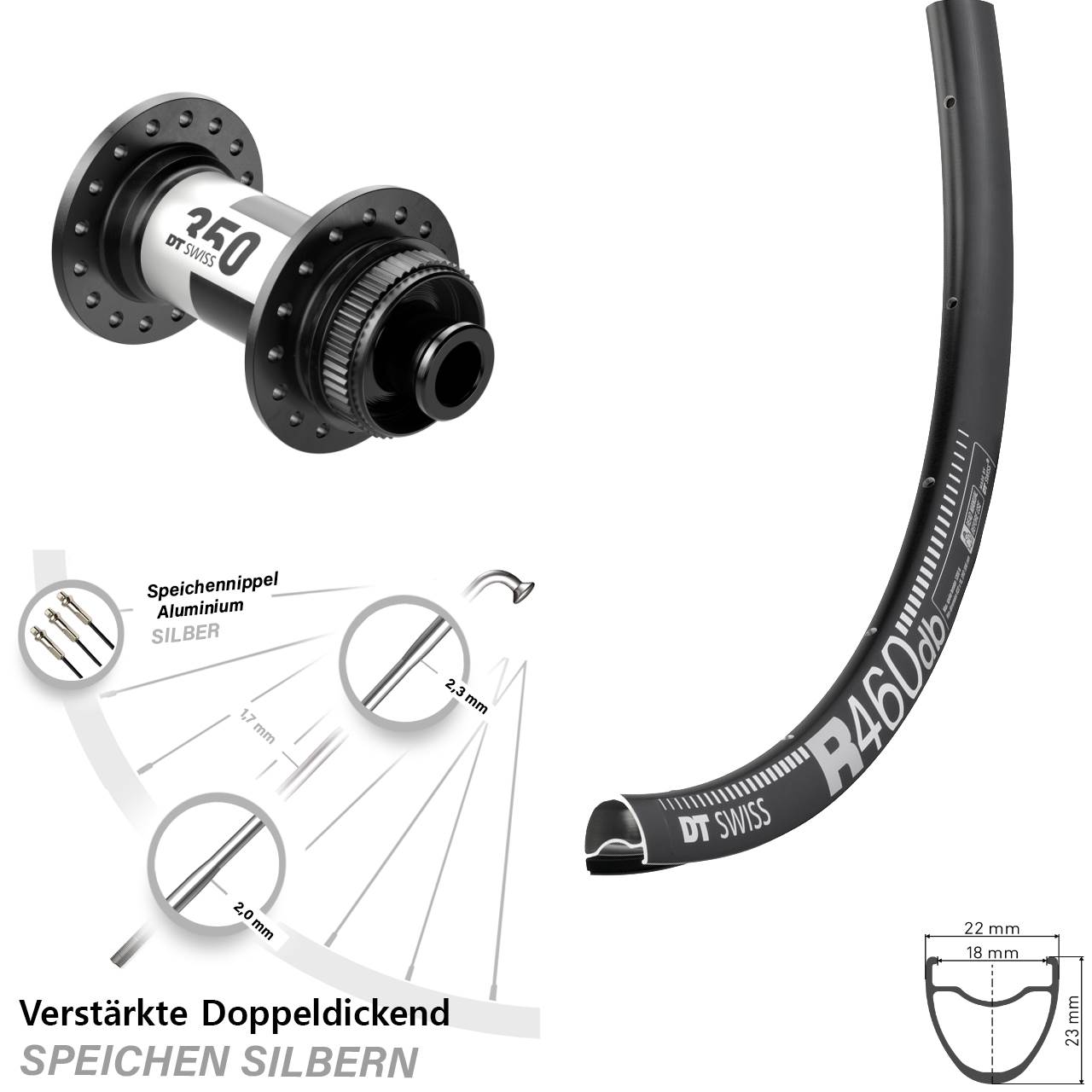 DT Swiss R 460 DT Swiss 350 Road 28 Zoll Centerlock Vorderrad 12x100