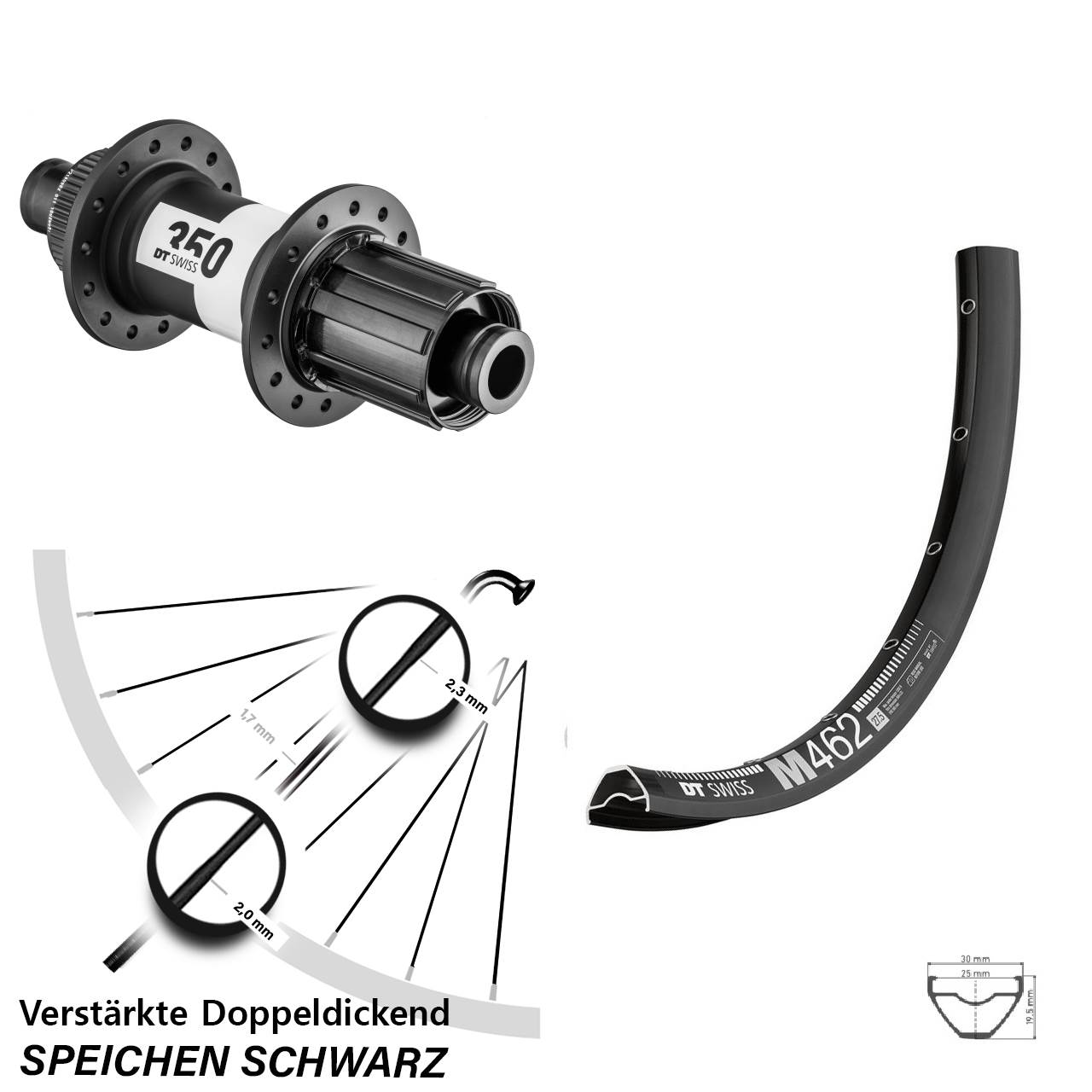 Disc Hinterrad 27,5 Zoll DT Swiss M462-350 8-11 fach HG 12x148 Boost
