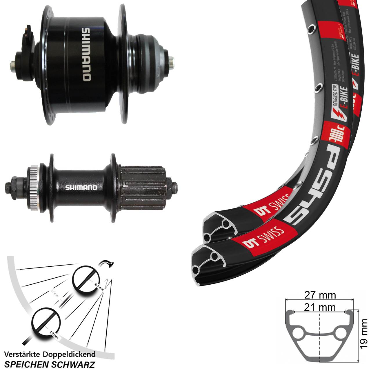 26 Zoll DT Swiss 545 Shimano DH3D72 FH-UR600 Laufradsatz Centerlock für Schnellspanner 8-12