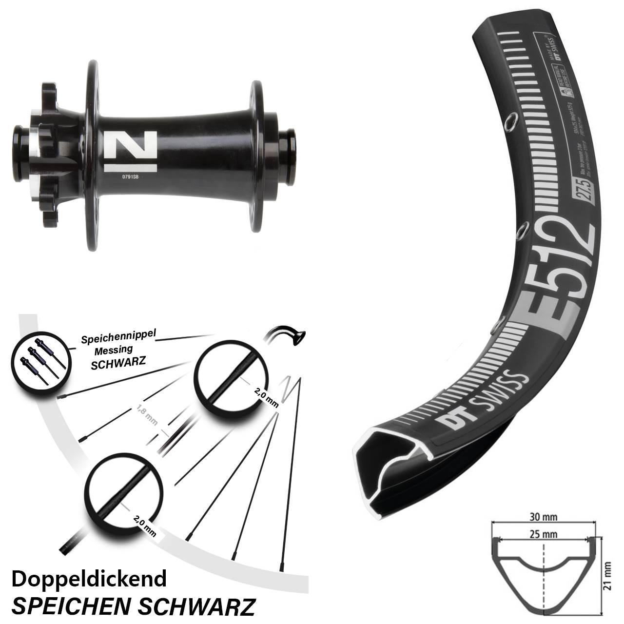 DT Swiss E512 Novatec D791 650B Vorderrad 6-Loch 15x100