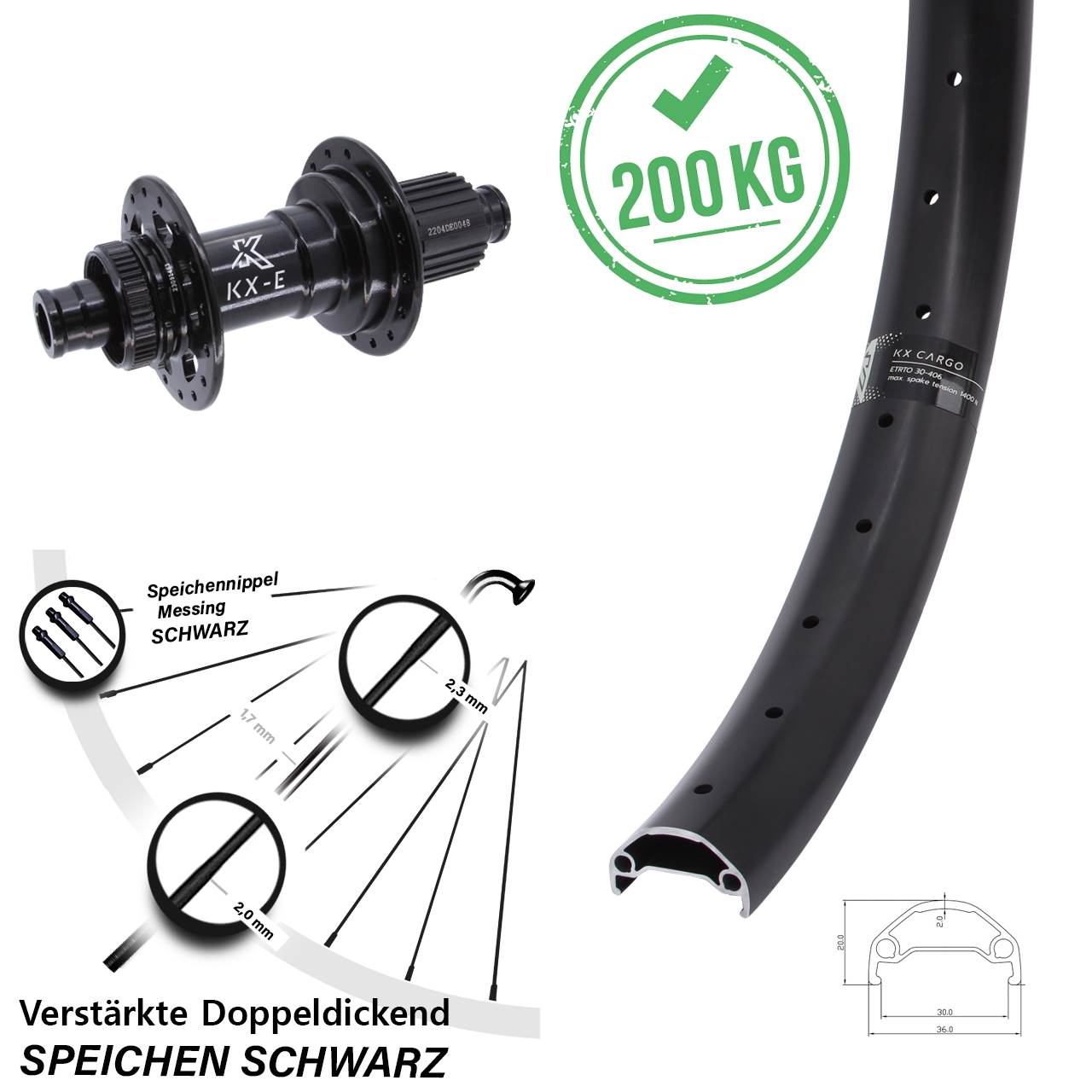 Boost Disc Hinterrad 12x148 27,5 Zoll KX-E Cargo Heavy Duty Shimano Micro Spline