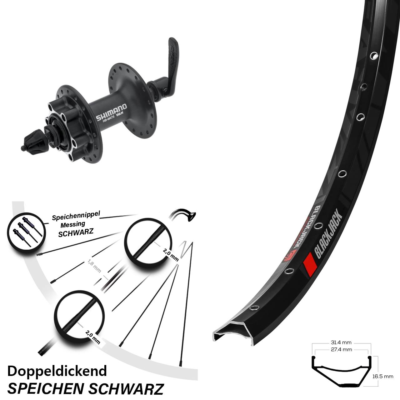 650B Rodi Ready 27 Shimano Alivio Disc Vorderrad für Schnellspanner