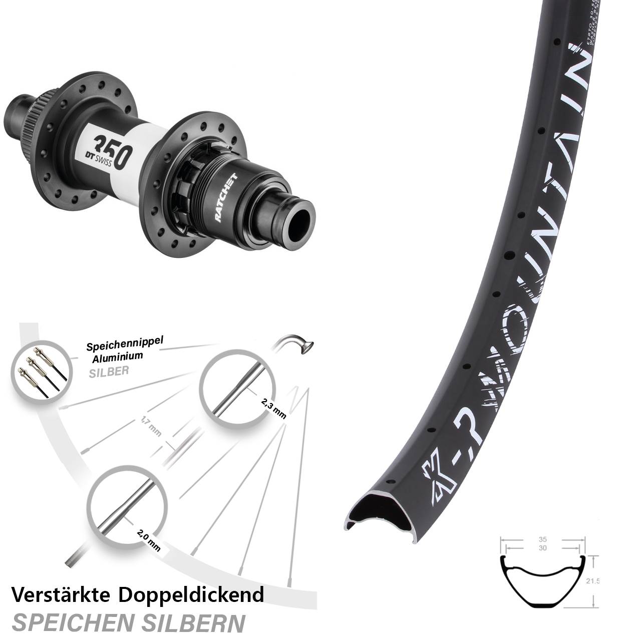 Hinterrad 29 Zoll KX-R Mountain DT Swiss 350 SRAM XD Centerl. 12x142