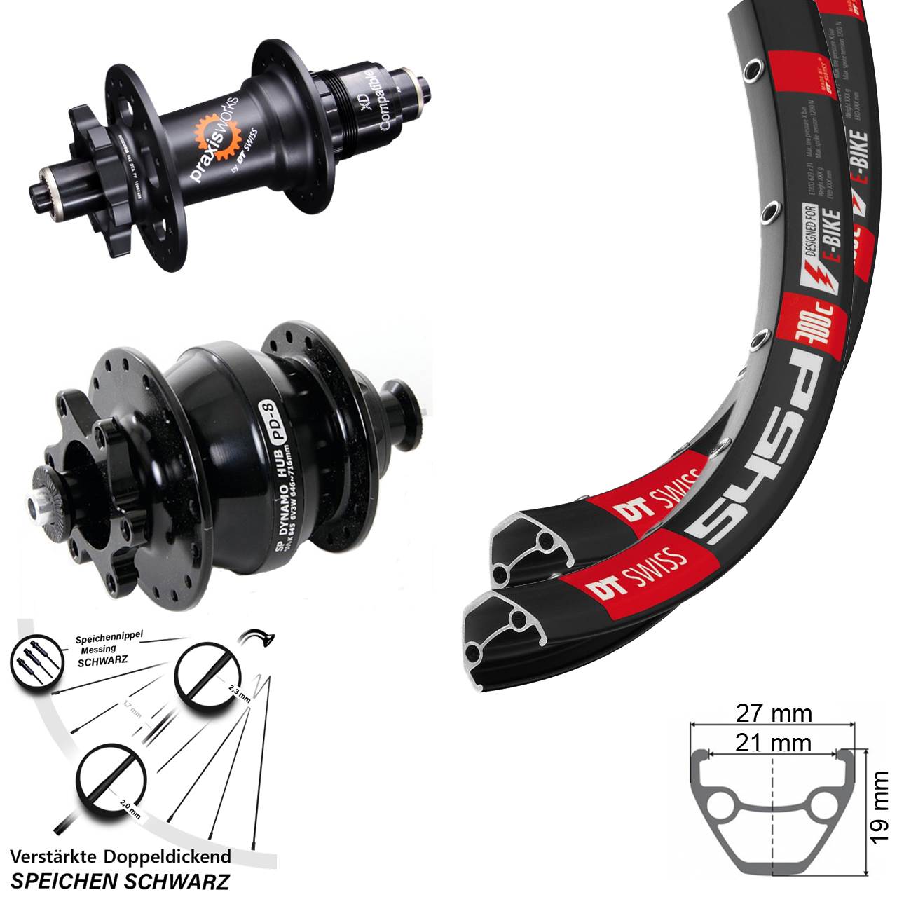 DT Swiss 545-350 Shutter PD-8 26 Zoll Disc Laufradsatz für Schnellspanner SRAM XD