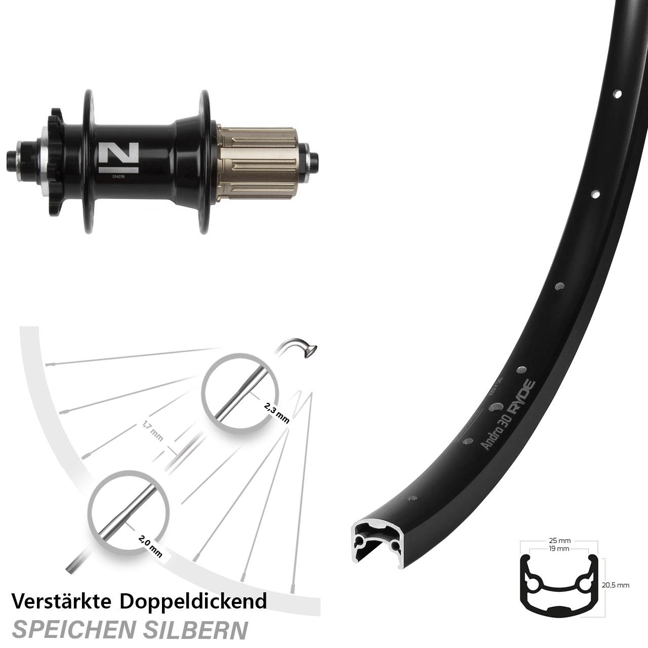 28-29 Zoll Ryde Andra 30 Novatec D-042SB Disc Laufrad für Schnellspanner 8-11 fach HG