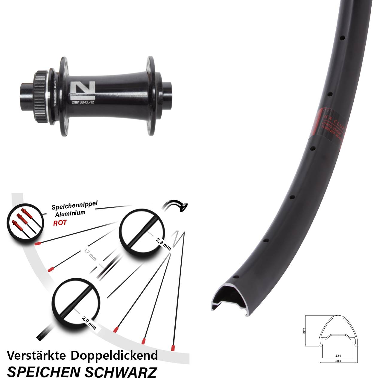 27,5 Zoll KX Clue Novatec D981 Disc Laufrad 12x100