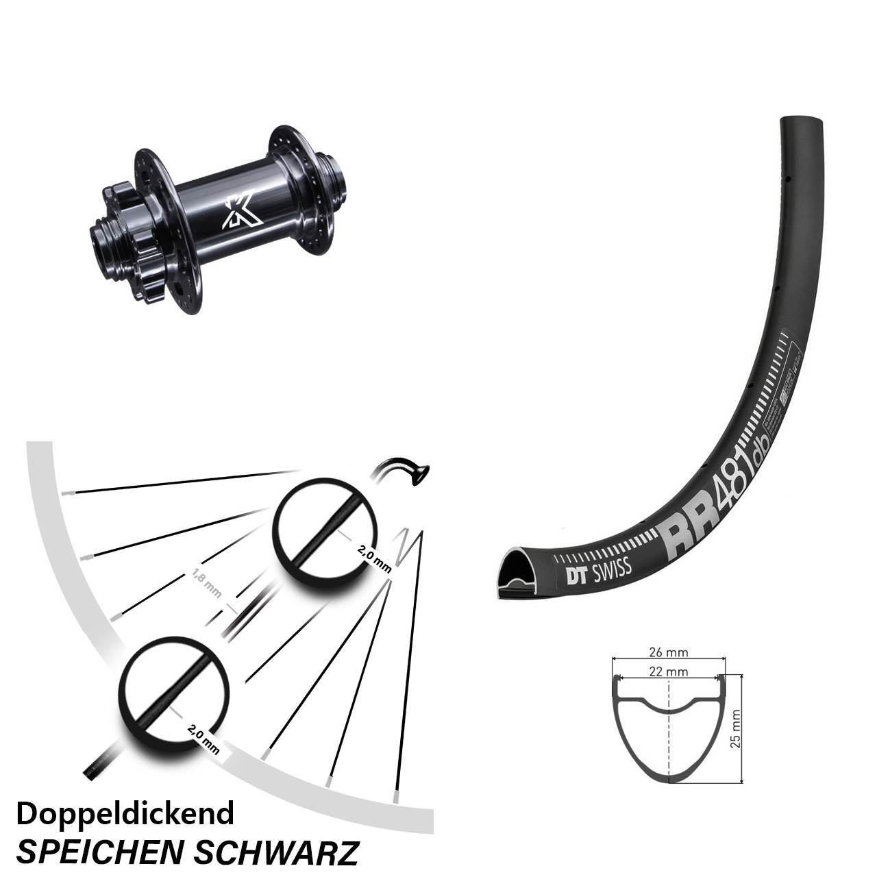28 Zoll DT Swiss RR481 KX-M Disc Laufrad 15x100