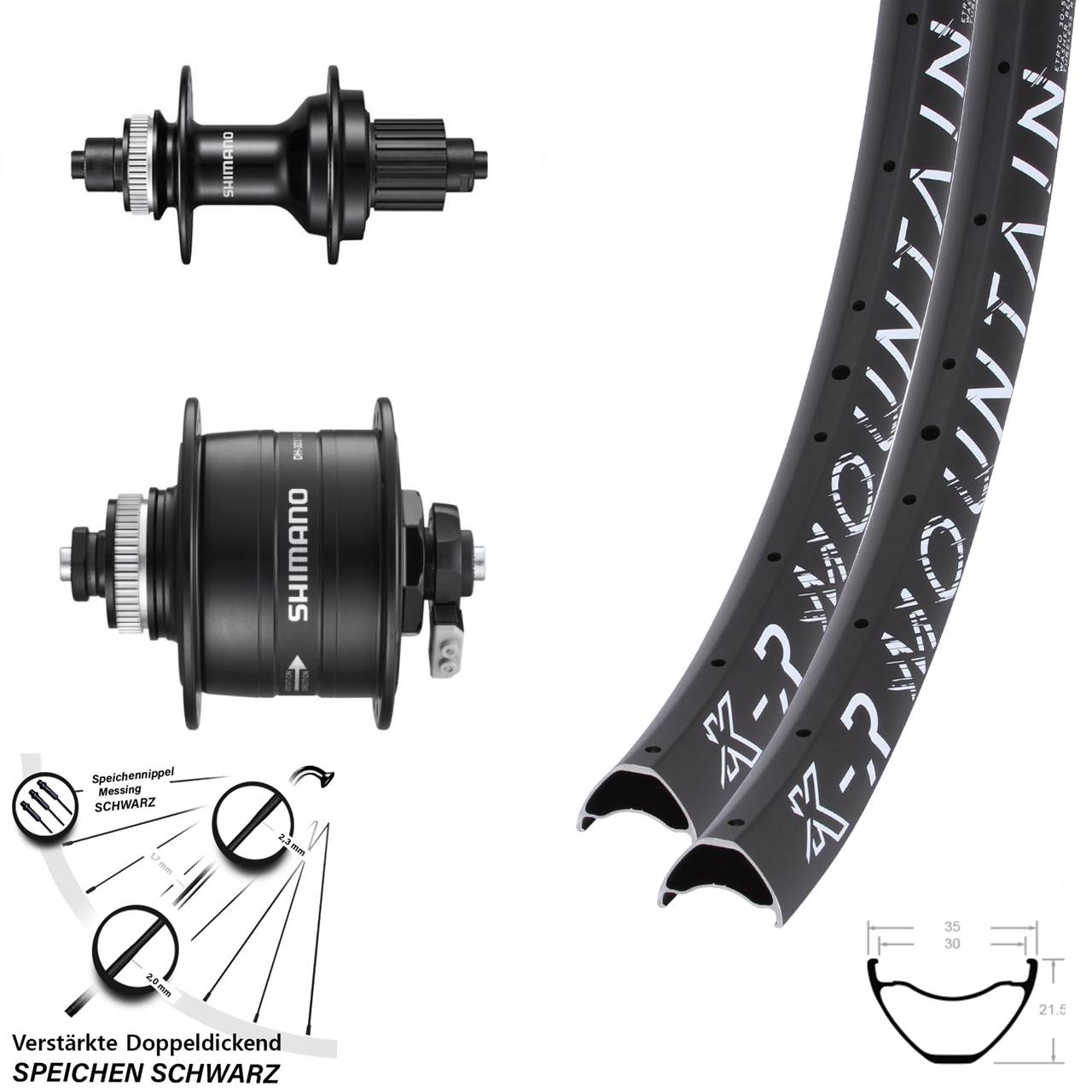 KX-R Mountain Shimano DH-3D37 FH-MT500 27,5 Zoll Disc Laufrad-Satz QR Micro Spline