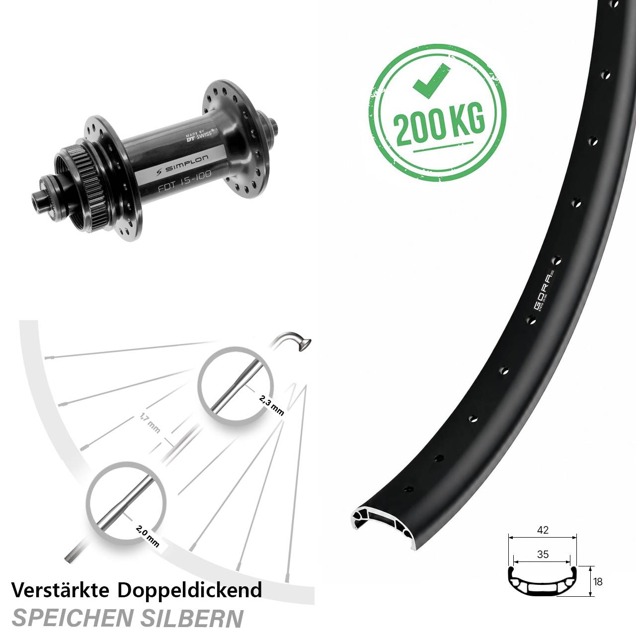 Gora 35 Heavy Duty DT Swiss 370 27,5 Zoll Centerlock Vorderrad QR