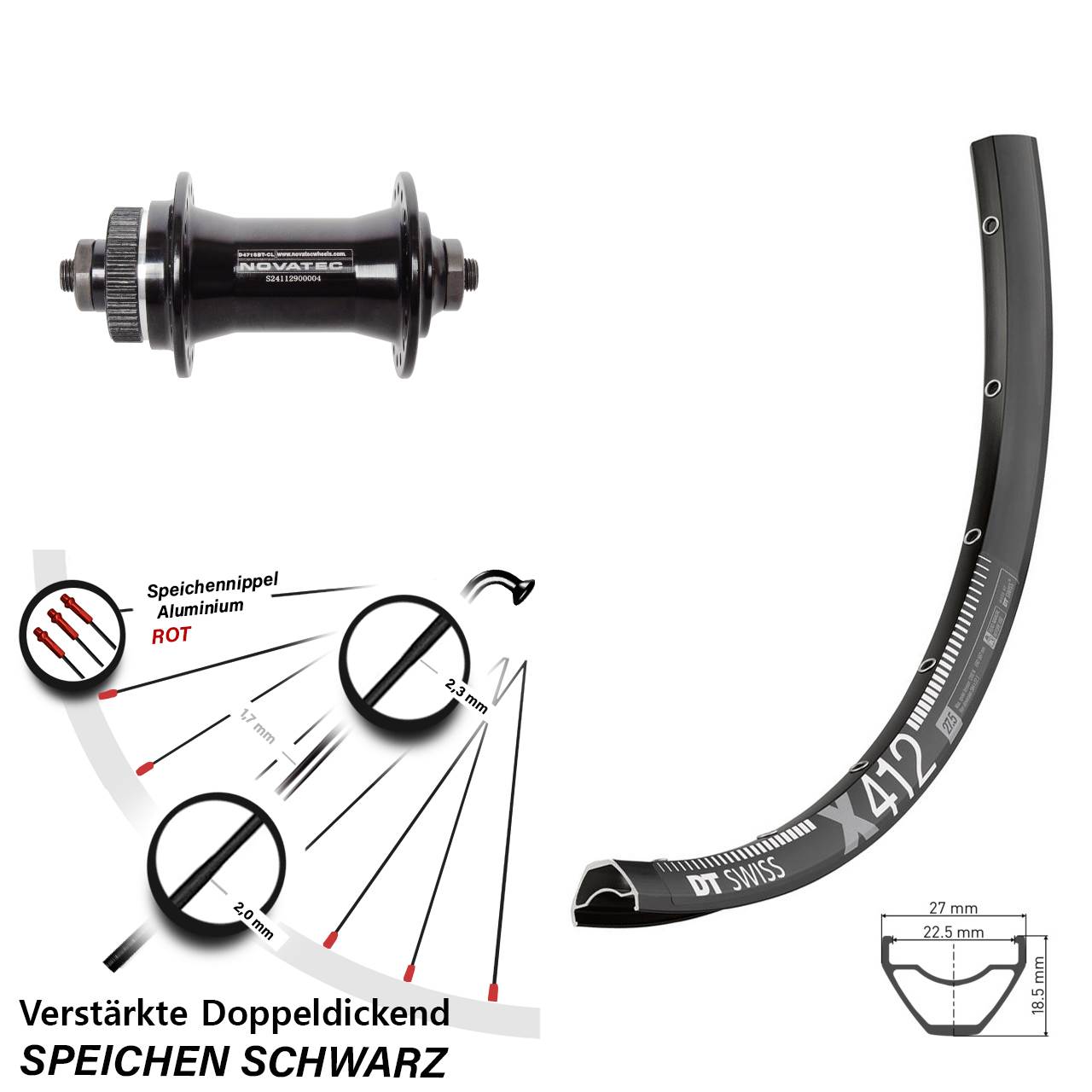 DT Swiss X 412 Novatec D471 28 Zoll Disc Vorderrad QR