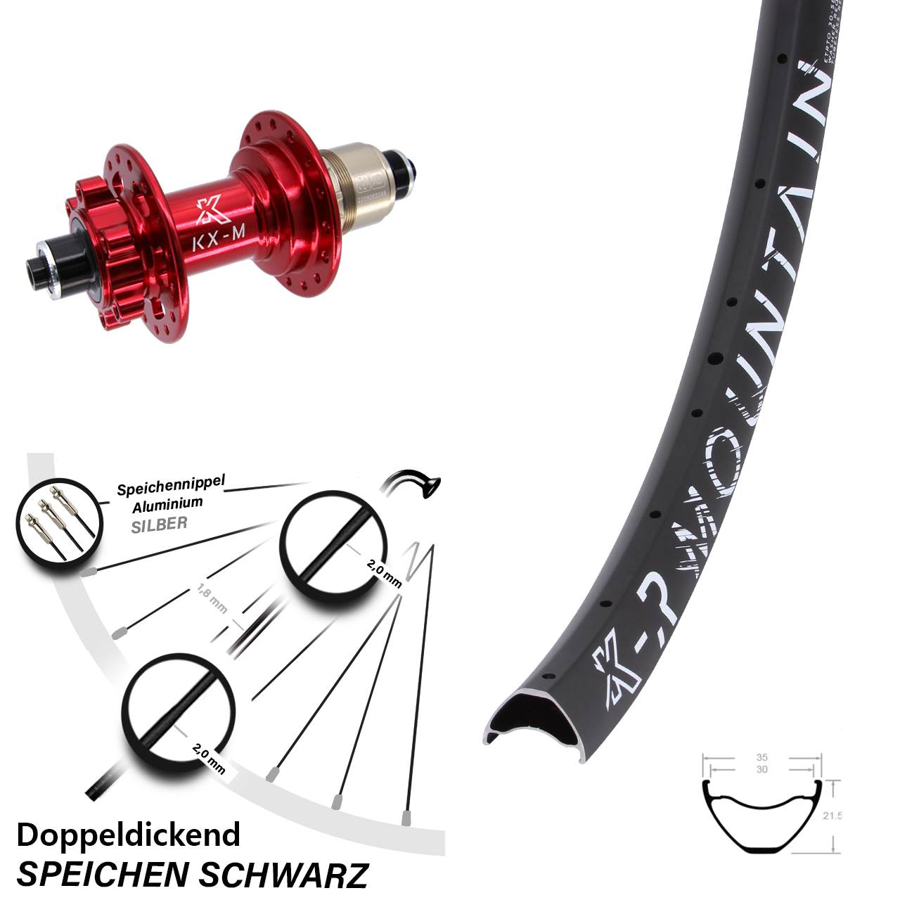 Disc Hinterrad 29 Zoll KX-MR Mountain rot XD für Schnellspanner