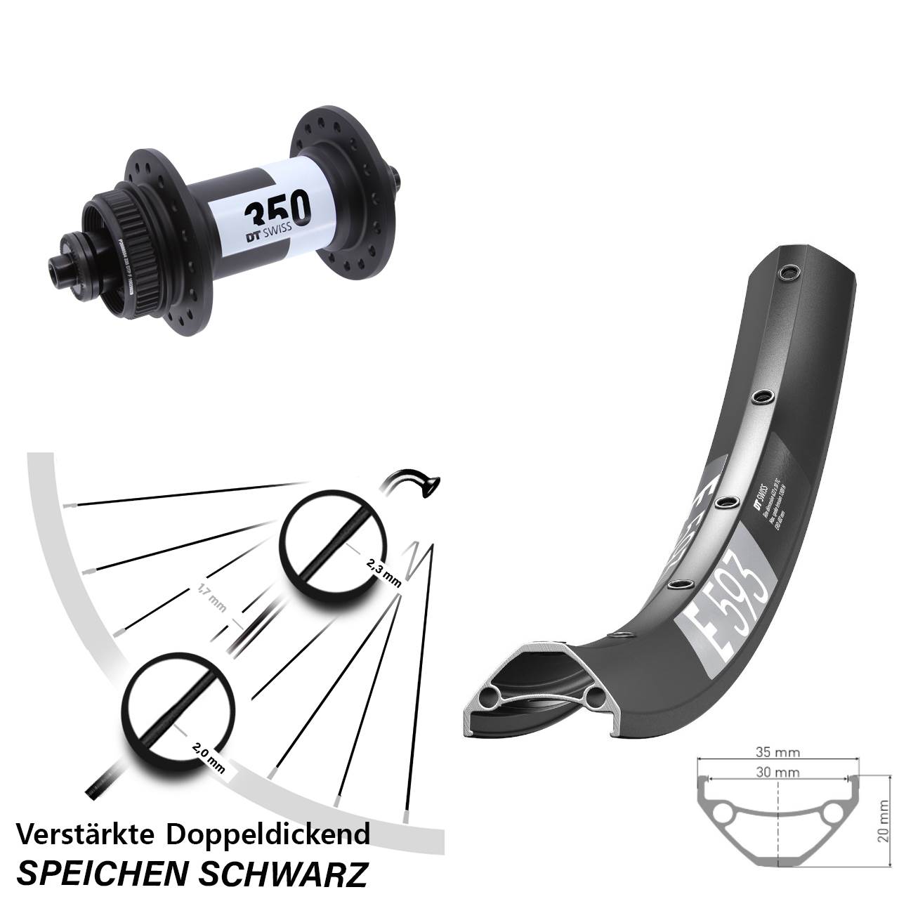 Disc Laufrad QR 29 Zoll DT Swiss E593-350