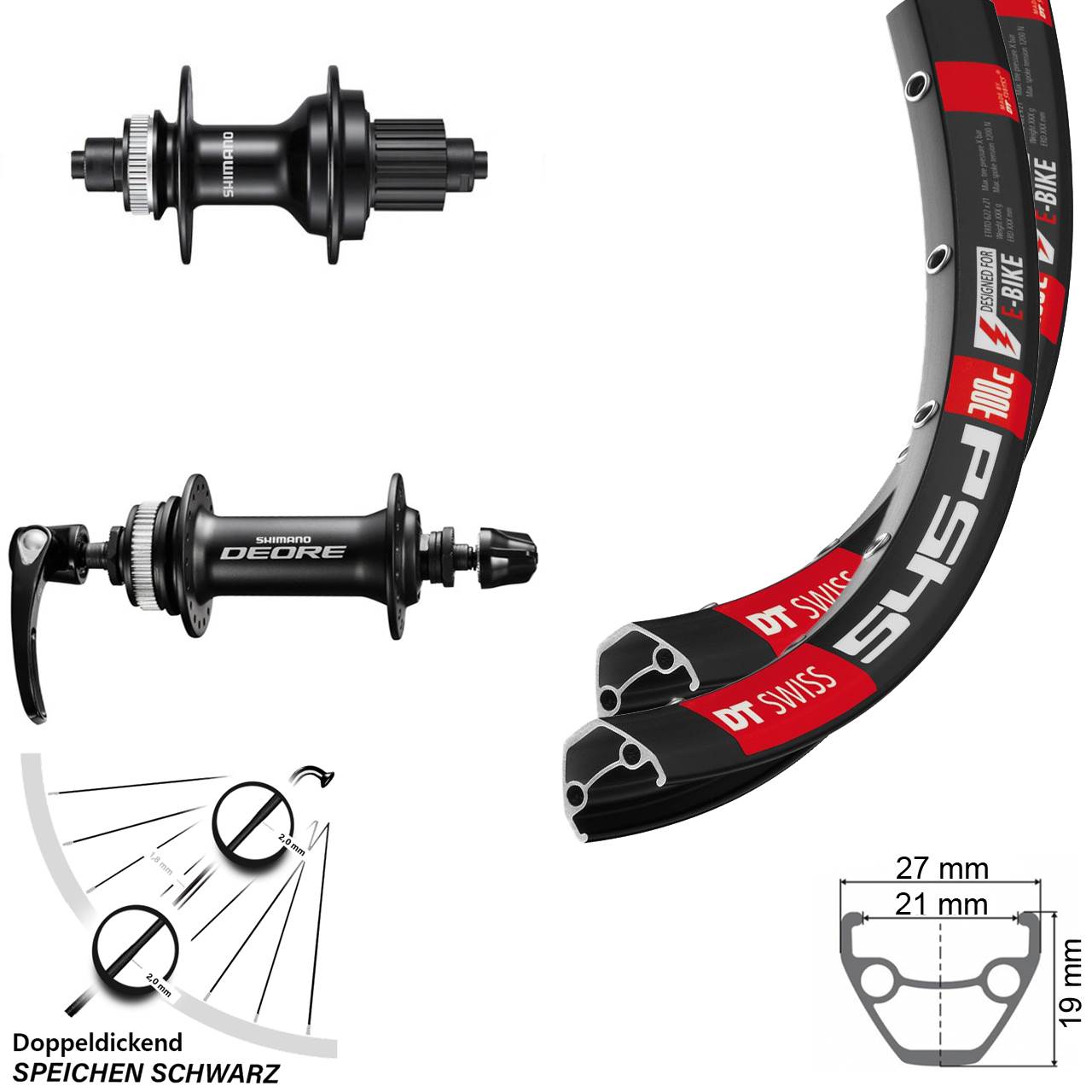 Centerlock Laufradsatz QR 28 Zoll DT Swiss 545 Shimano Deore MT500 Micro Spline
