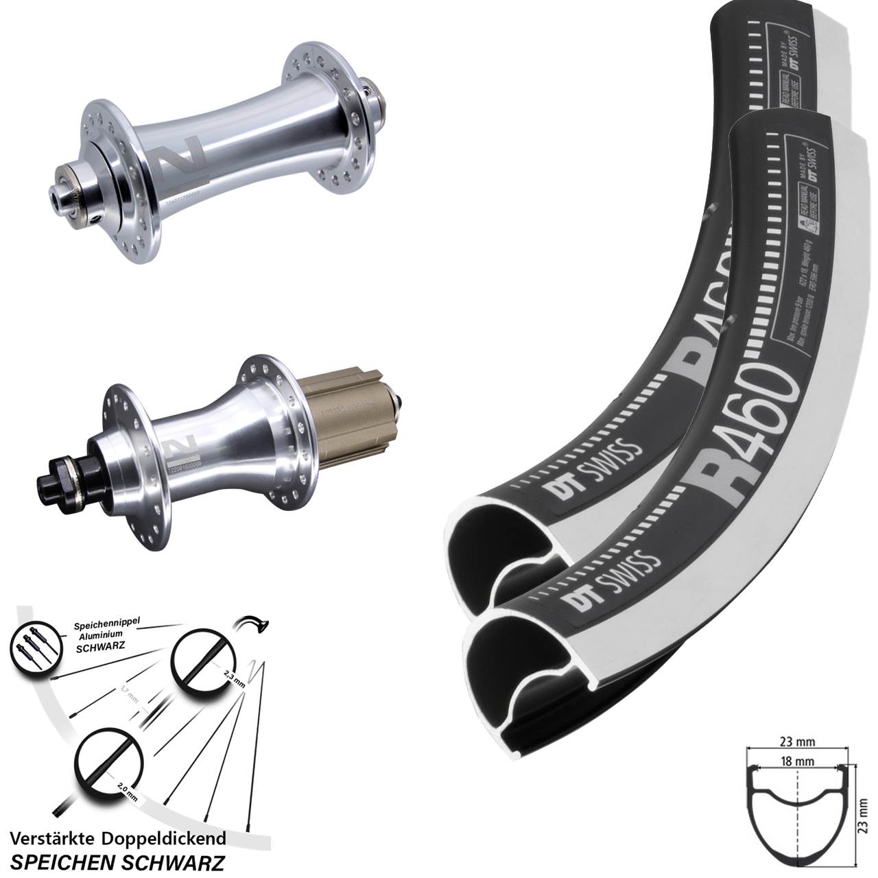 28 Zoll DT Swiss R 460 Novatec A141 F162SB Laufradsatz QR 8-12 fach Campagnolo