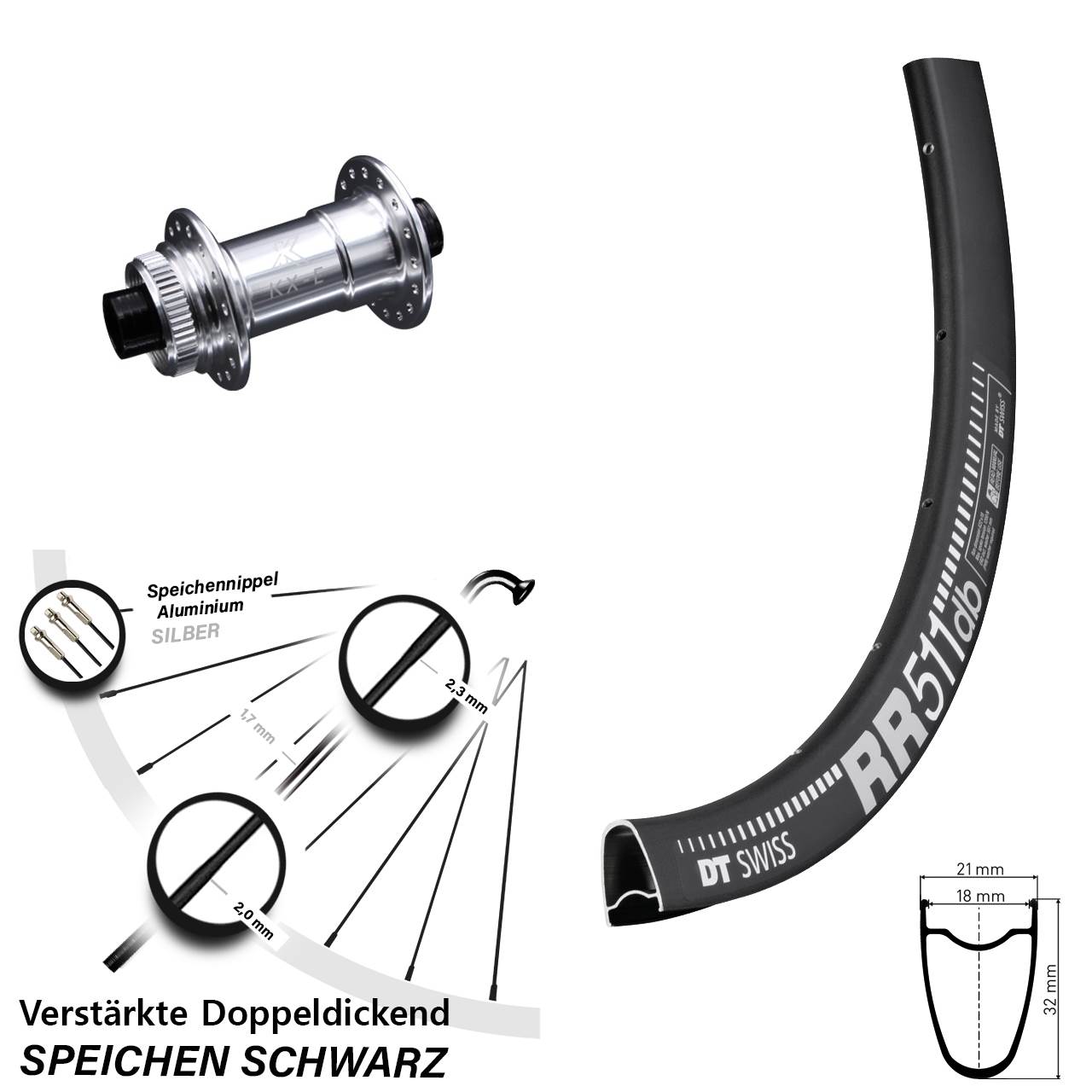DT Swiss RR511 KX-E 28 Zoll Centerlock Vorderrad 15x100