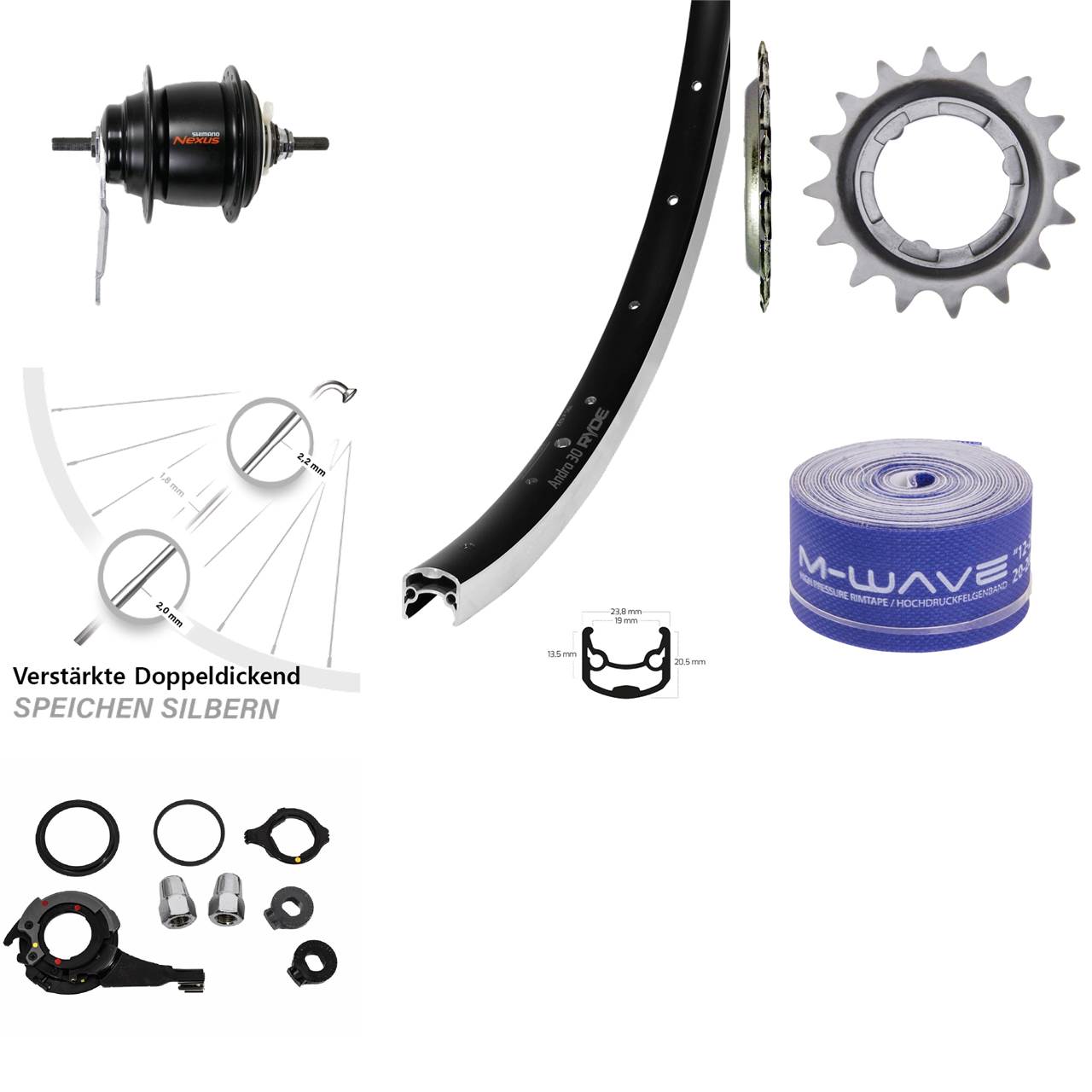 28 Zoll Ryde Andra 30 Hinterrad Shimano Nexus 8 Gang Rücktritt