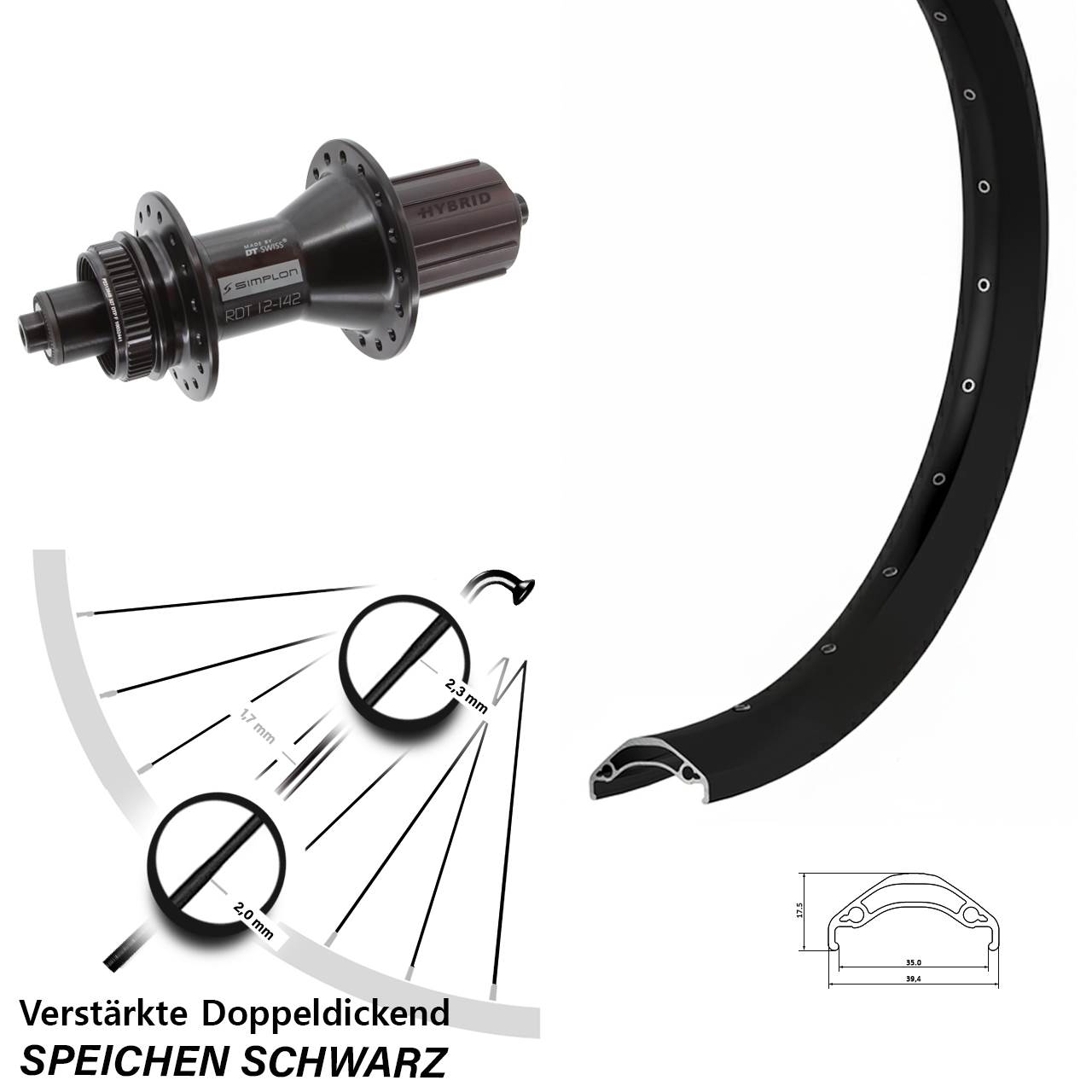 Ryde Disc 35 DT Swiss 370 Hybrid 29 Zoll Laufrad QR 8-11 fach