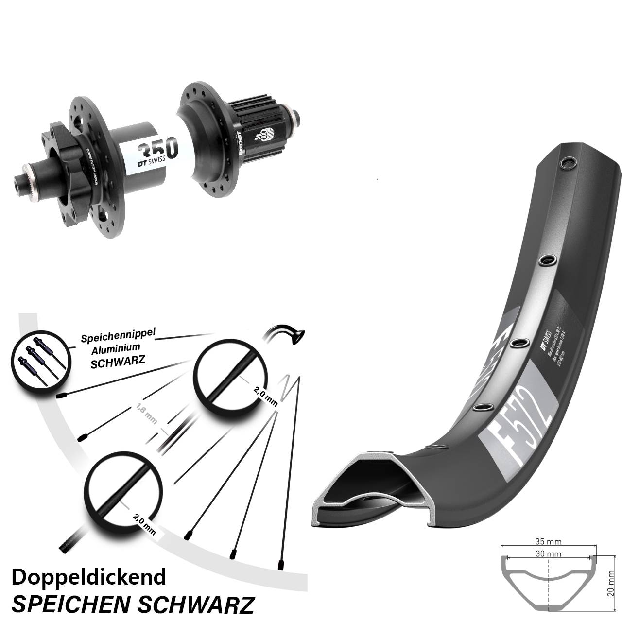 Boost Disc Hinterrad für Schnellspanner 27,5 Zoll DT Swiss F 572 350 Shimano Micro Spline