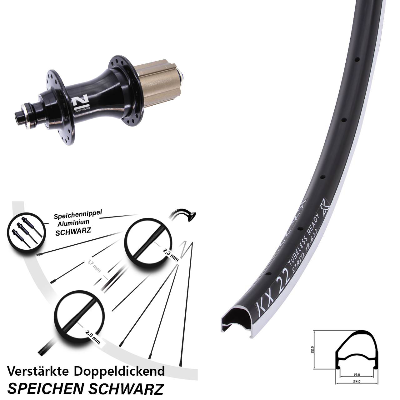 Hinterrad 28 Zoll KX 22 OS Novatec F162 8-12 fach Campa QR