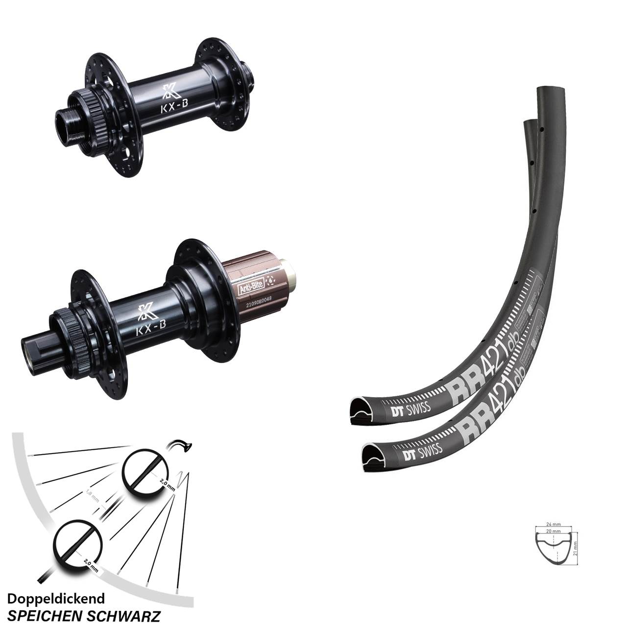 DT Swiss RR 421 Laufradsatz Boost KX-B 12x110/148 mm 28 Zoll Shimano Road