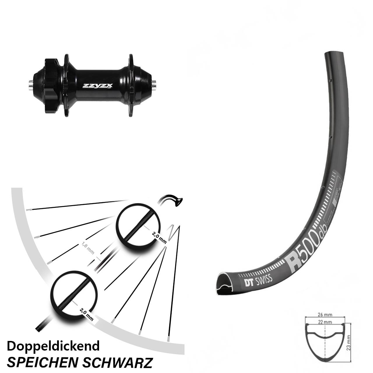 Disc Vorderrad 28-29 Zoll DT Swiss R500 Formula für Schnellspanner