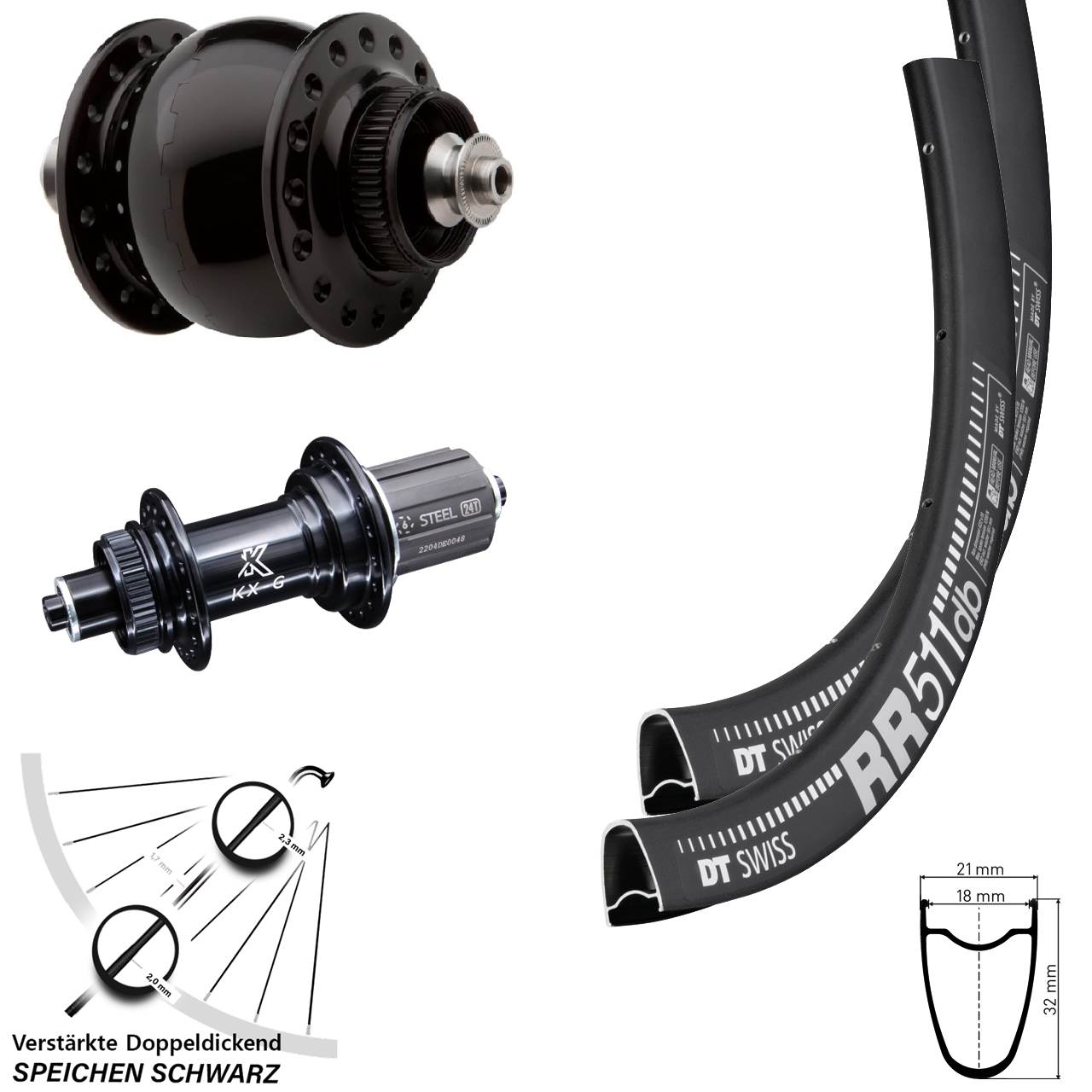DT Swiss RR511 KX-GS SONdelux 28 Zoll Laufrad-Satz QR 8-12 fach