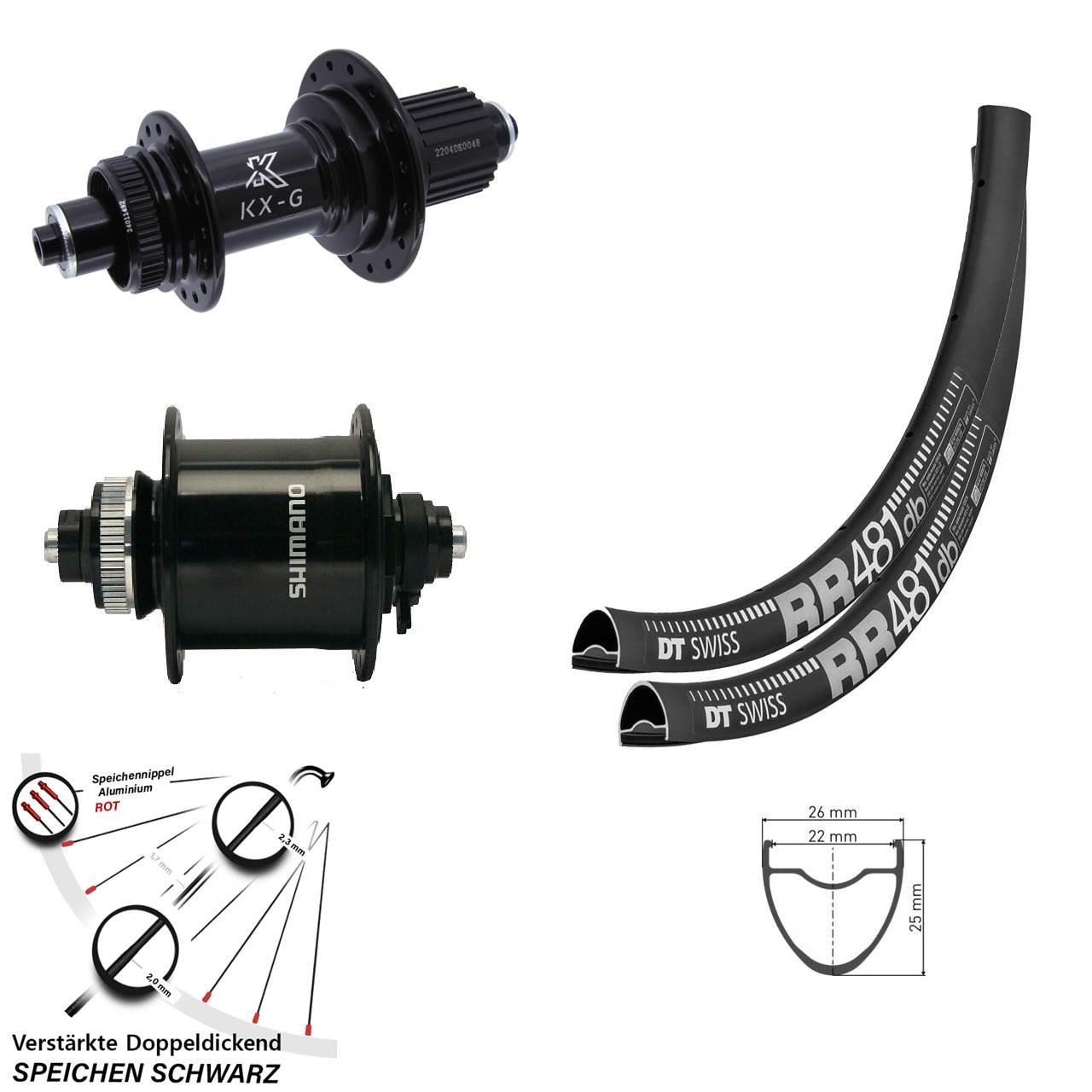 Disc Laufradsatz QR 28 Zoll DT Swiss RR481 KX-GS Heavy Duty DH-UR700-3D Micro Spline