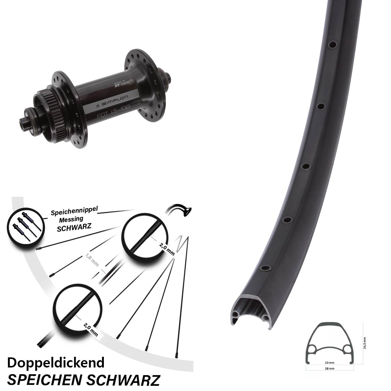 Ambrosio Sport DT Swiss 370 28 Zoll Vorderrad Centerlock für Schnellspanner