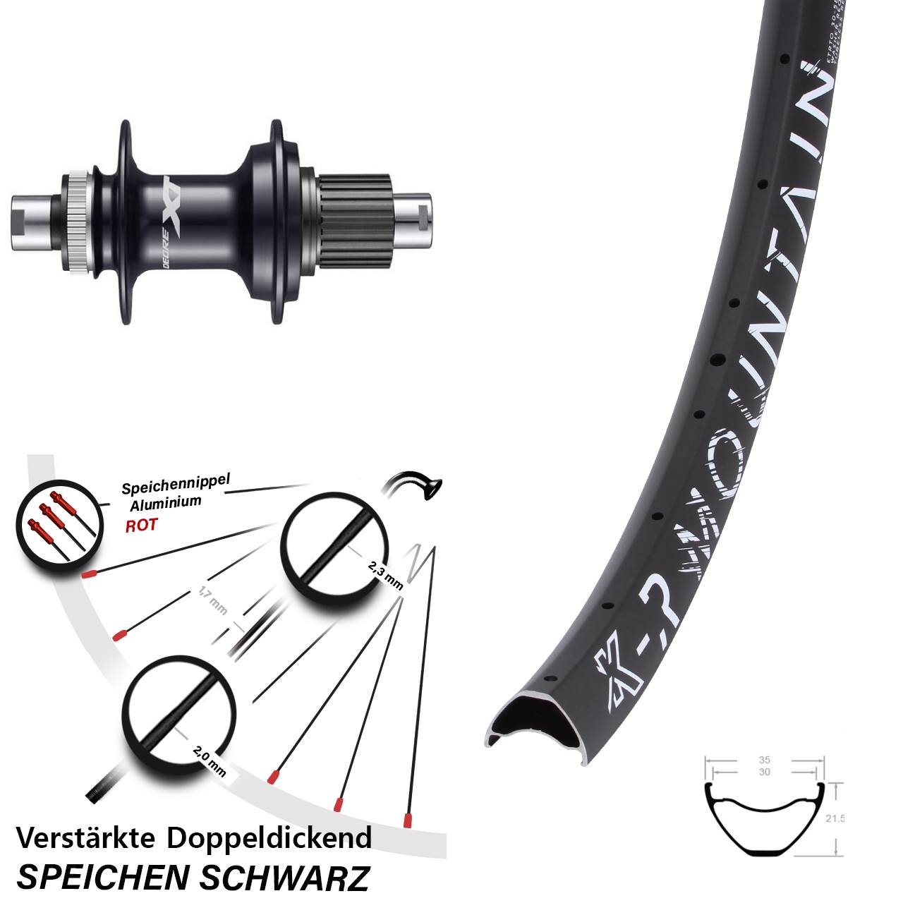 27,5 Zoll KX-R Mountain Shimano XT Hinterrad Centerlock 12x142 Micro Spline