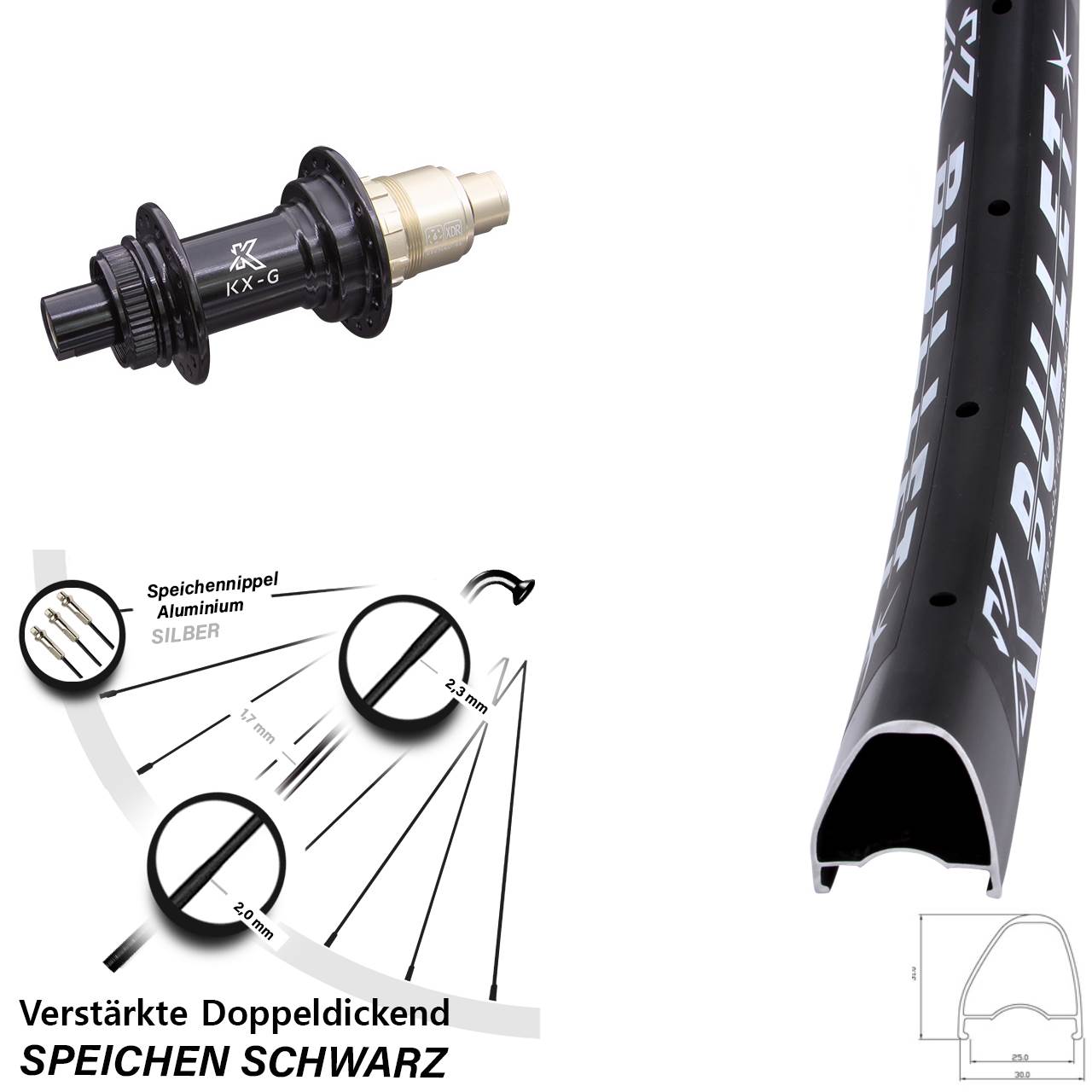 Disc Laufrad 28 Zoll KX-G Bullet OS XDR 11-12 fach 12x142