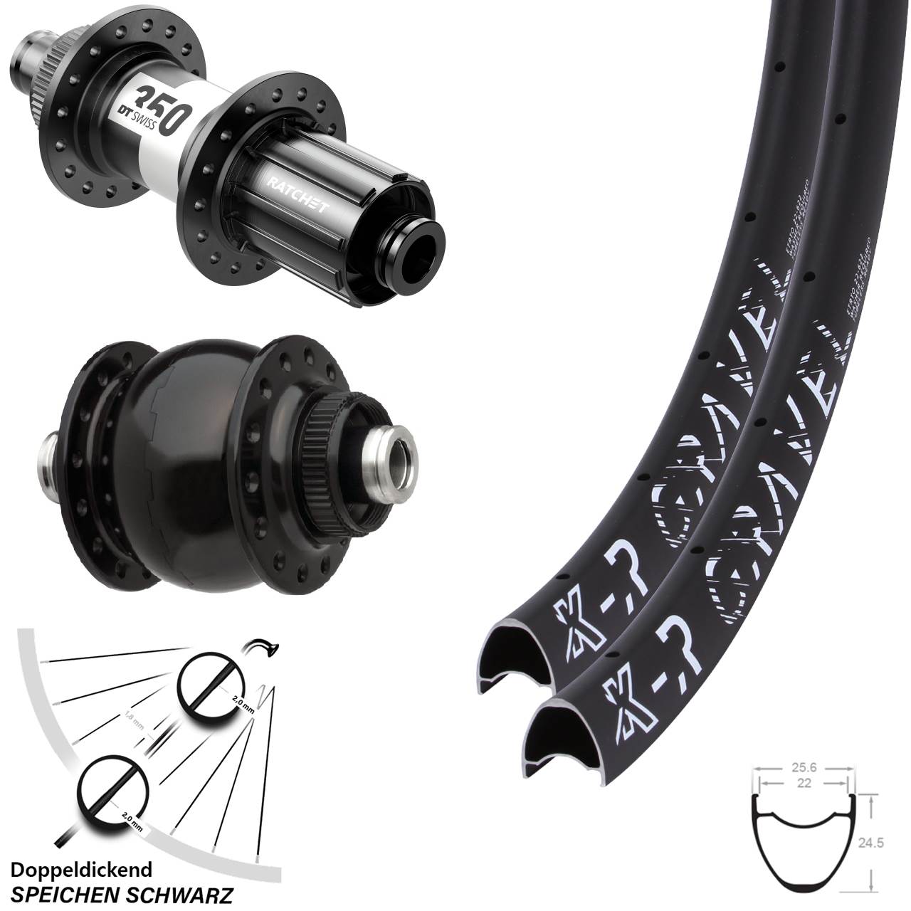 28 Zoll KX R Gravel DT Swiss 350 11-12 fach SON delux Disc Laufradsatz 12x100/142