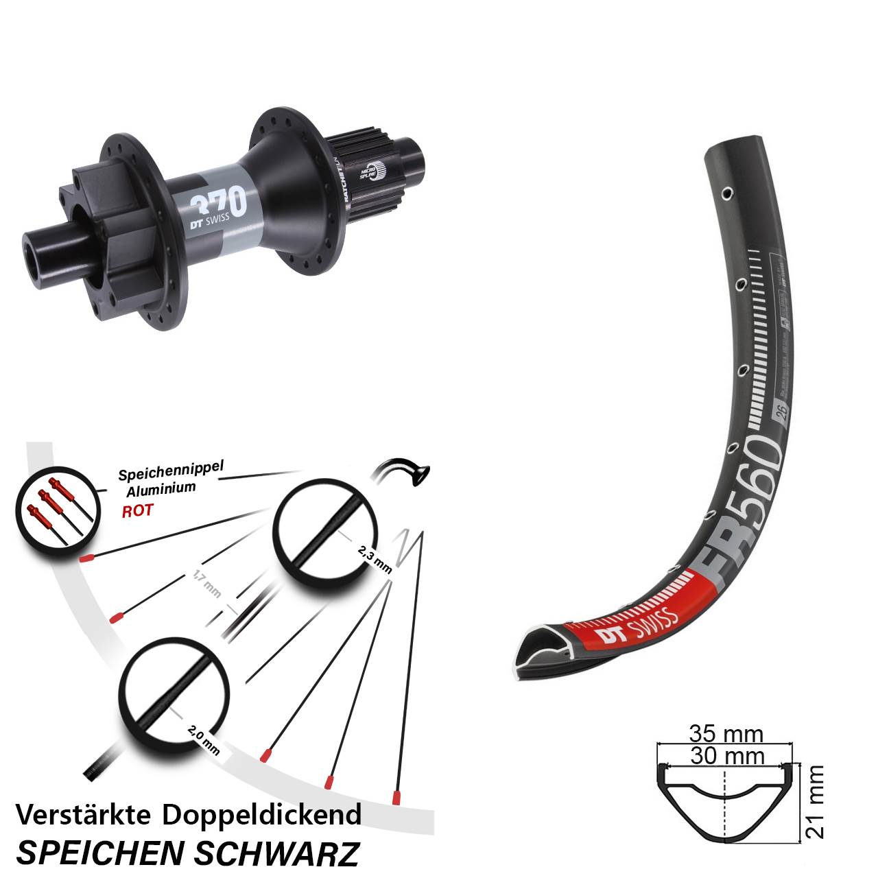 Boost Disc Laufrad 12x148 26 Zoll DT Swiss FR 560-370 Micro Spline