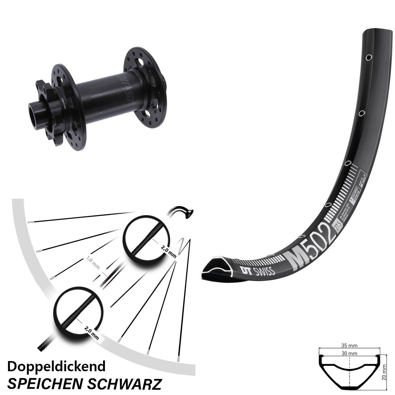 Disc Laufrad 29 Zoll DT Swiss M502 Bear Pawls 15x110 Boost