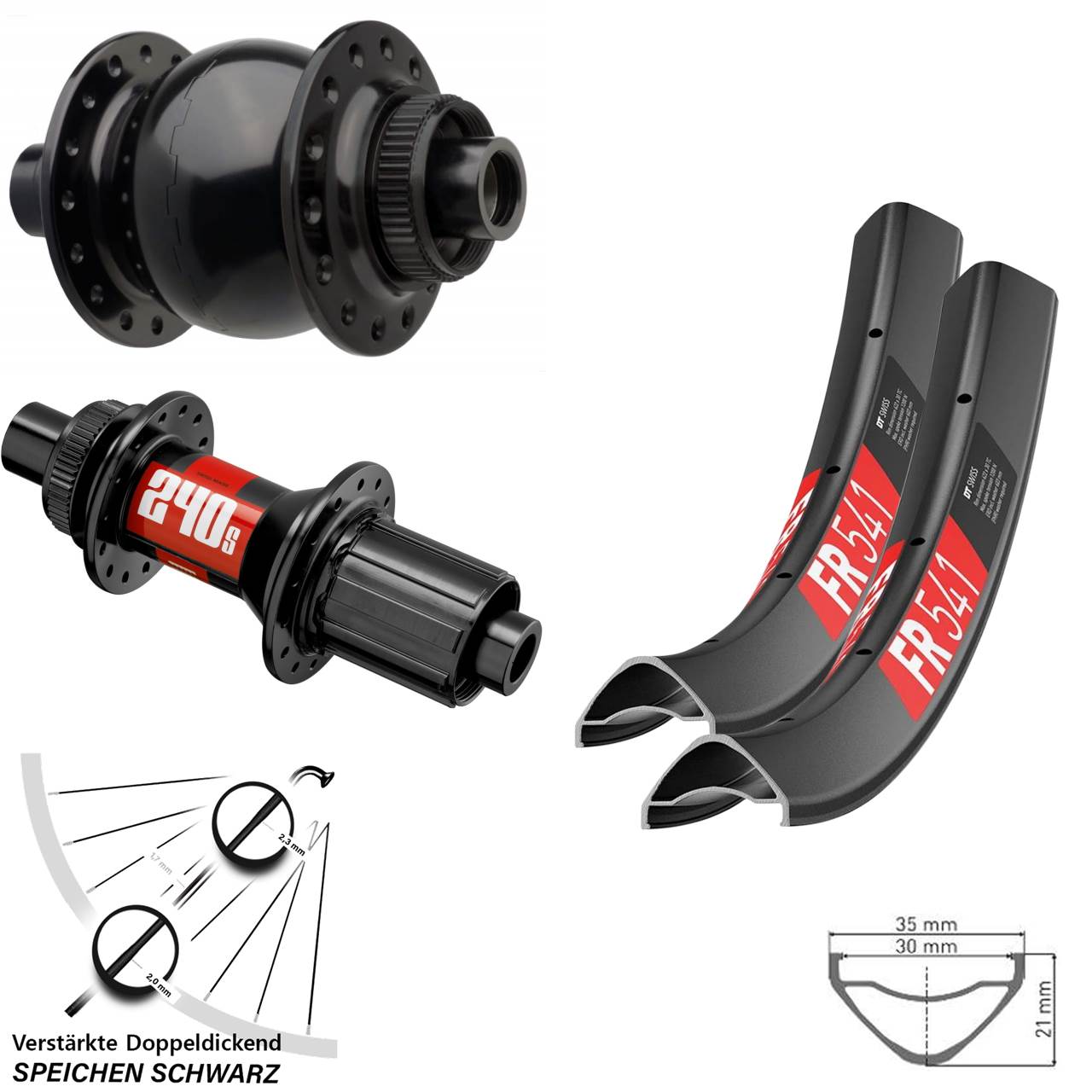 27,5 Zoll DT Swiss FR541 240S SON 28 Boost Centerlock Laufradsatz 8-11 fach