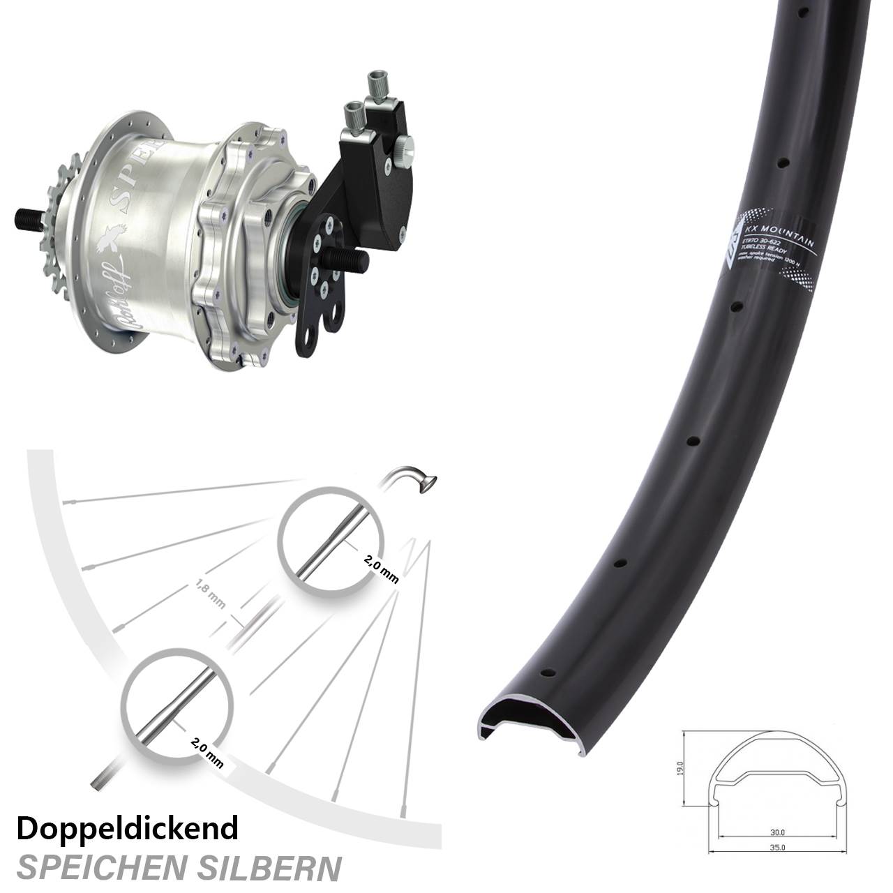 KX Mountain Rohloff Speedhub TS DB 29 Zoll Disc Hinterrrad