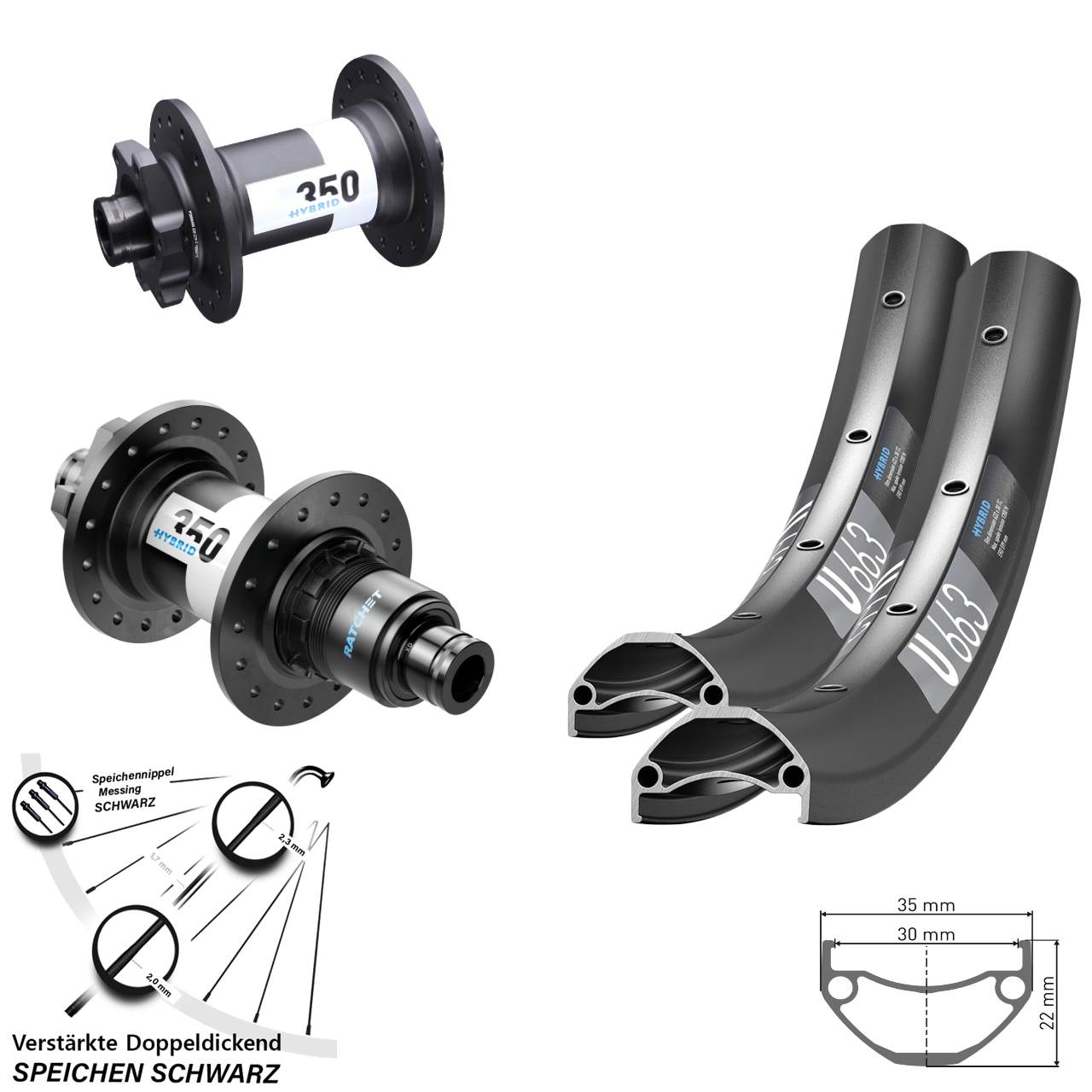 6-Loch Laufradsatz 29 Zoll DT Swiss U663 350 Hybrid XD 11-12 fach Boost