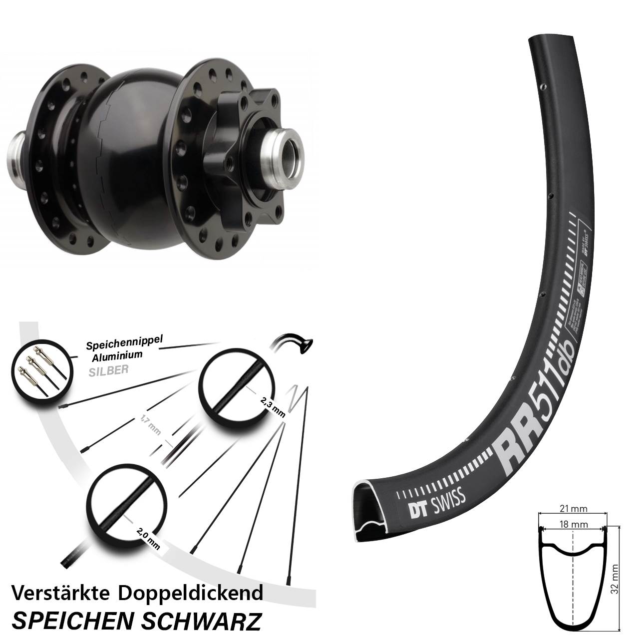 Boost Disc Dynamo-Vorderrad 12x110 28 Zoll DT Swiss RR 511 SON28