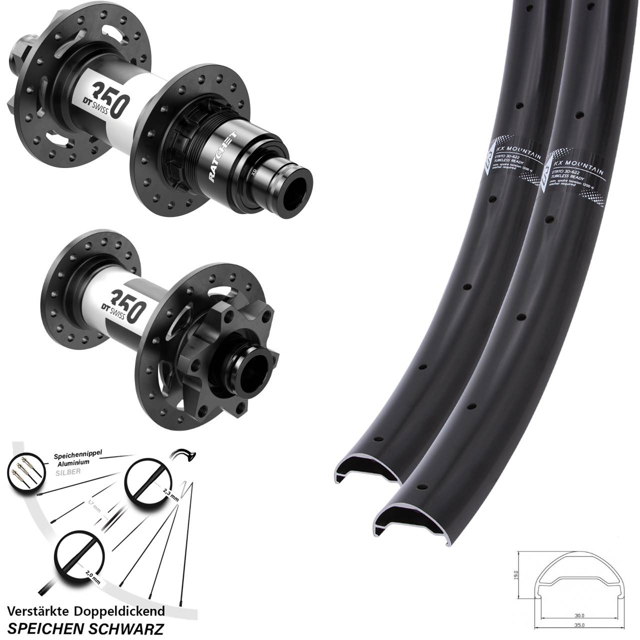 6-Loch Laufradsatz 29 Zoll KX Mountain DT Swiss 350 XD 15x110 12x148 Boost
