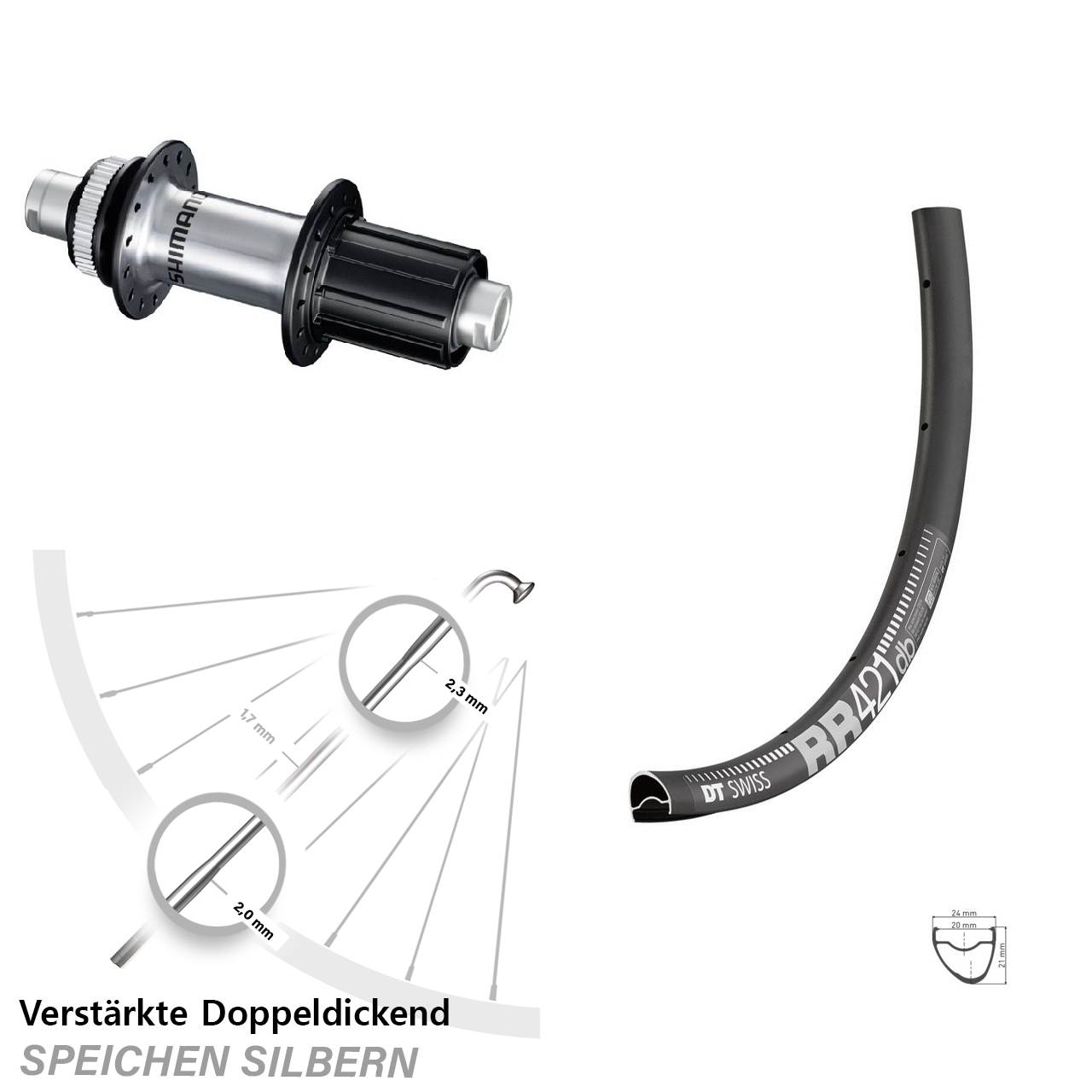Centerlock Hinterrad 28 Zoll DT Swiss RR 421 Shimano FH-RS770 8-12 fach 12x142