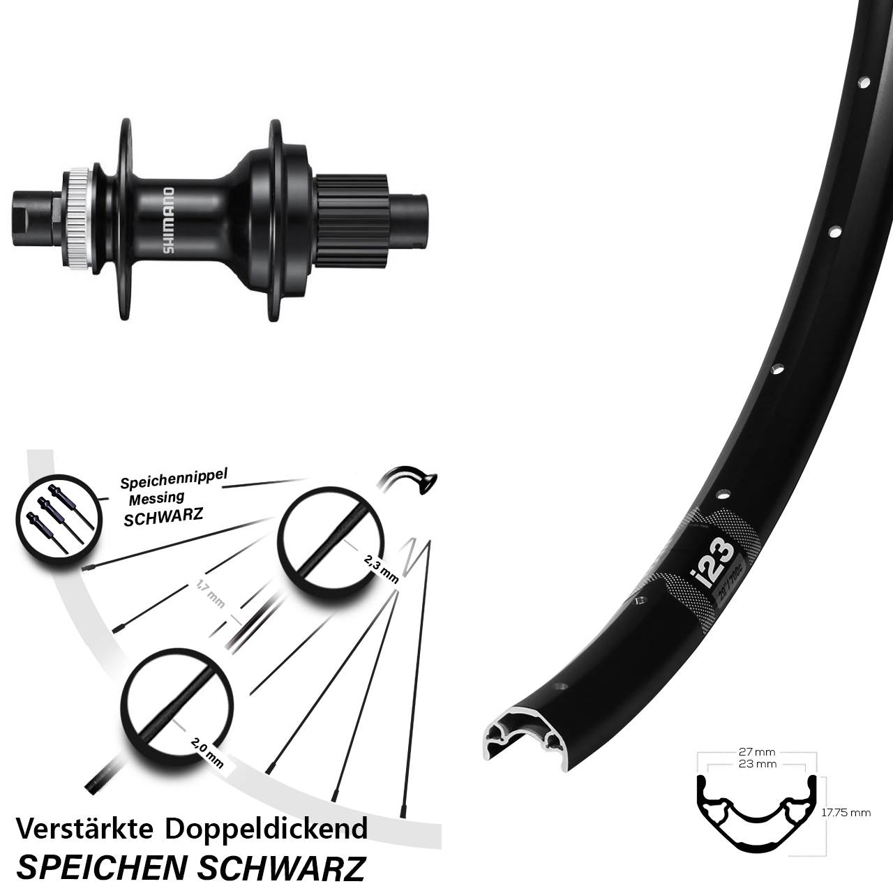 Disc Laufrad 12x142 28-29 Zoll WTB i23 Shimano FH-MT510 Micro Spline