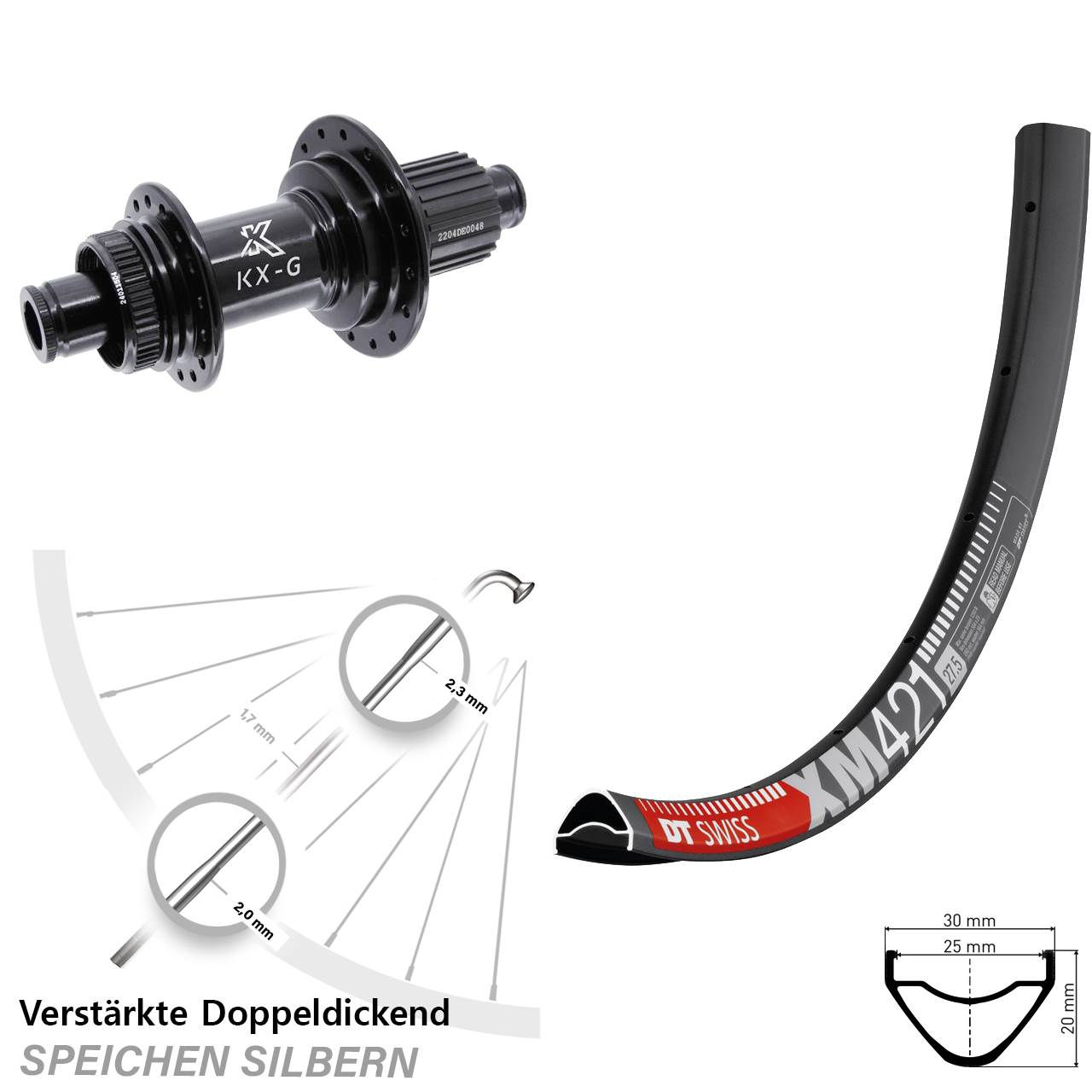 29 Zoll DT Swiss XM 421 KX-GS verstärkt Disc Laufrad 12x142 Shimano Micro Spline