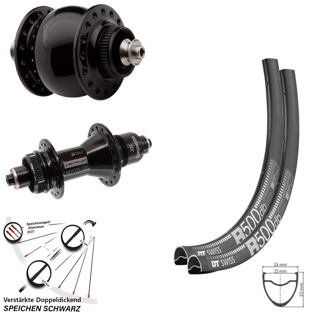Laufradsatz Centerlock QR 28-29 Zoll DT Swiss R500-370 SON 28 SRAM XD