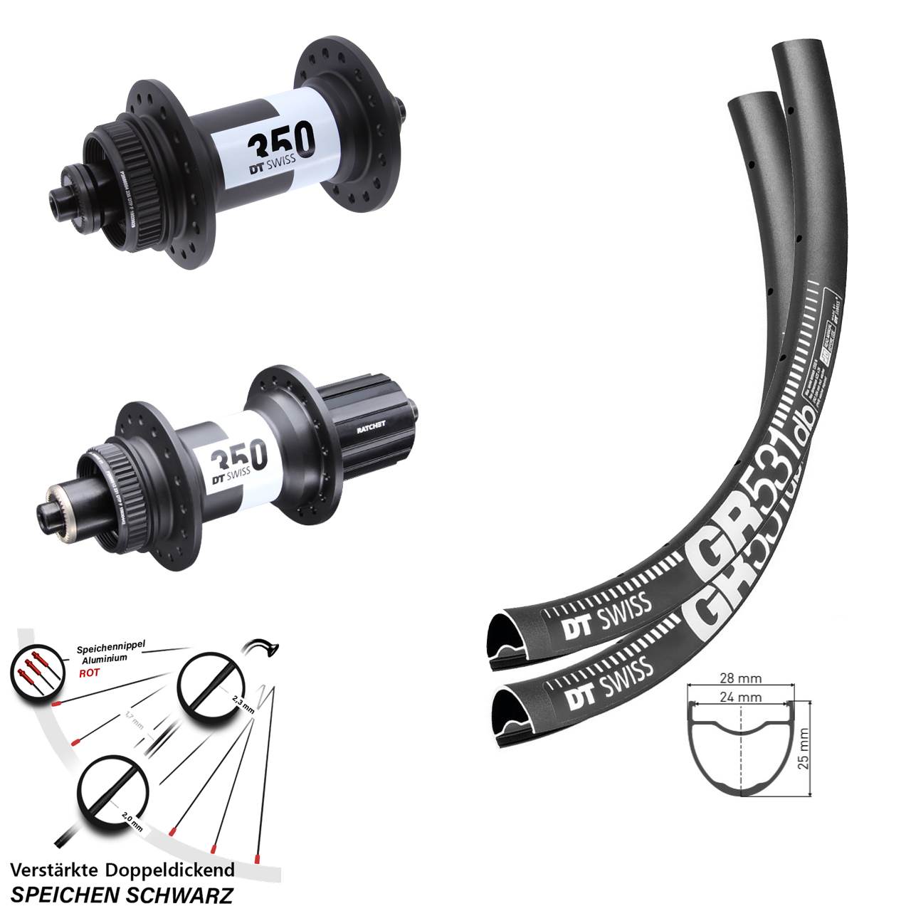 DT Swiss GR 531 DT Swiss 350 29 Zoll Laufradsatz Centerlock QR 8-11 fach HG
