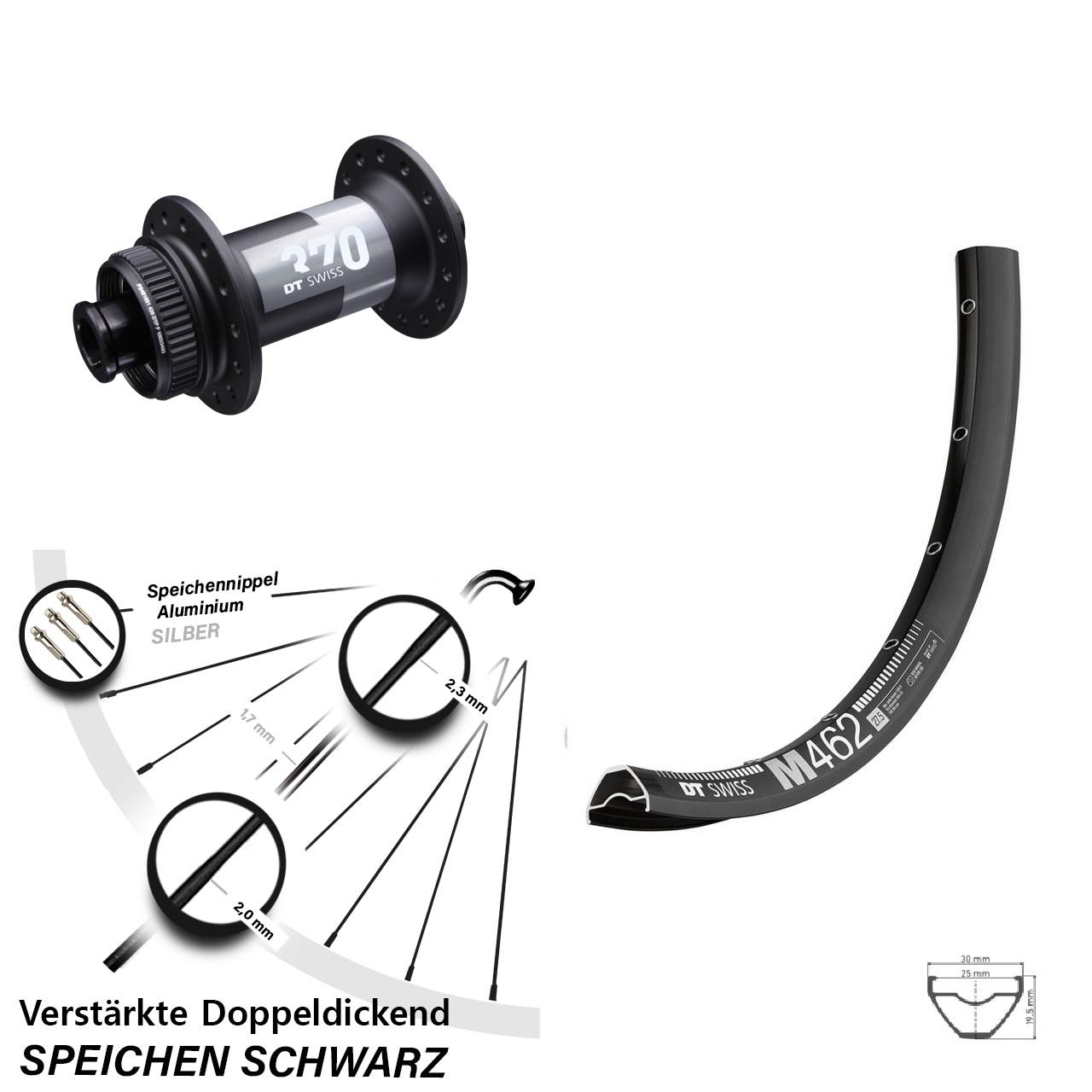 DT Swiss M 462-370 Centerlock 29 Zoll Vorderrad 15x100