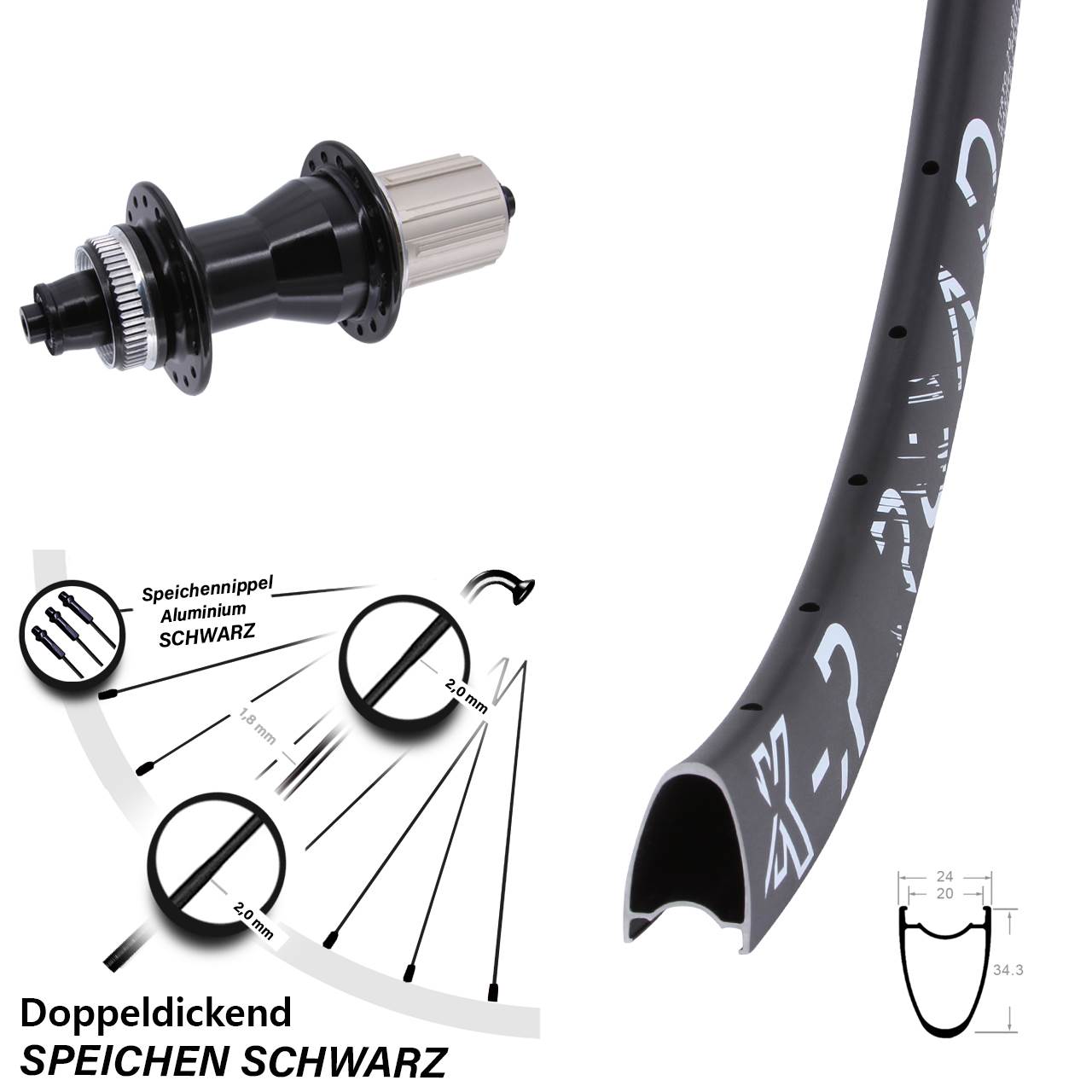 Centerlock Hinterrad 28 Zoll KX-R Road Novatec CL135 8-12 fach HG für Schnellspanner