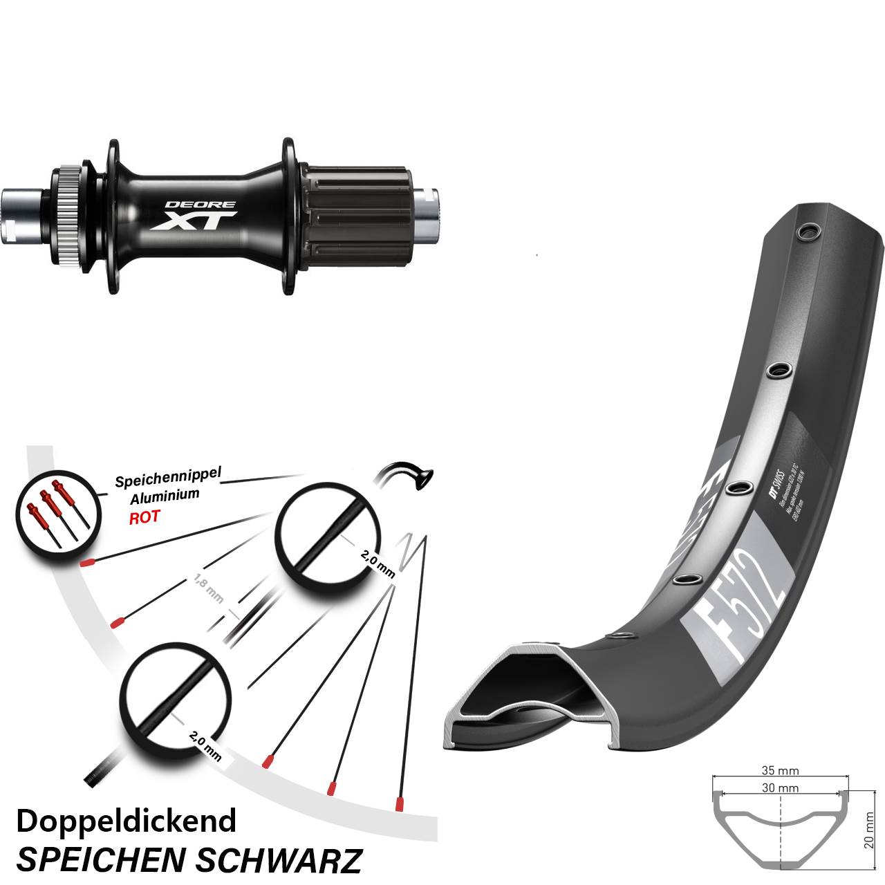 Disc Laufrad 650B DT Swiss F 572 Shimano FH-M8010-B 8-11 fach HG 12x148
