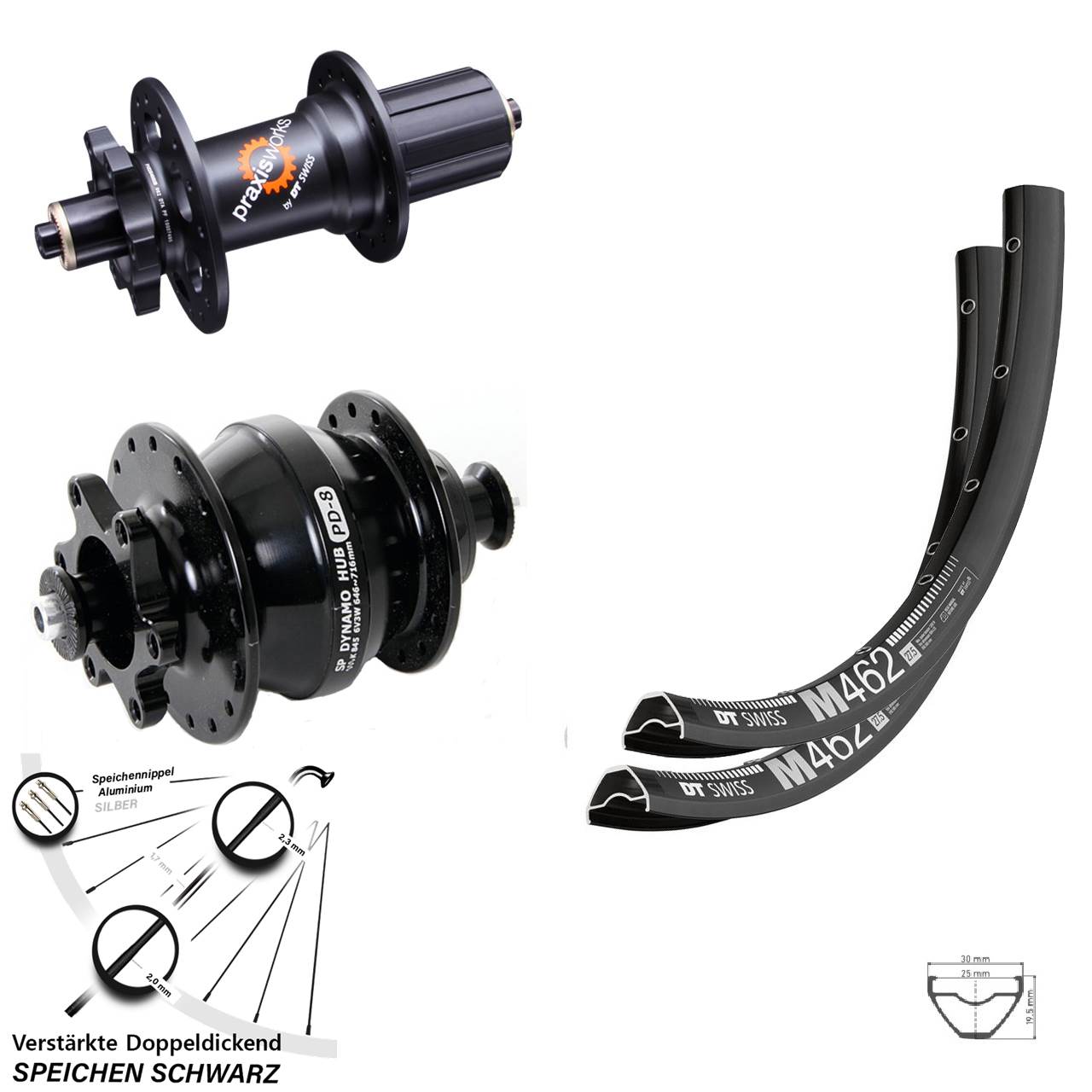 Laufradsatz 6-Loch 27,5 Zoll DT Swiss M 462 350 QR SP PD-8 8-11 fach